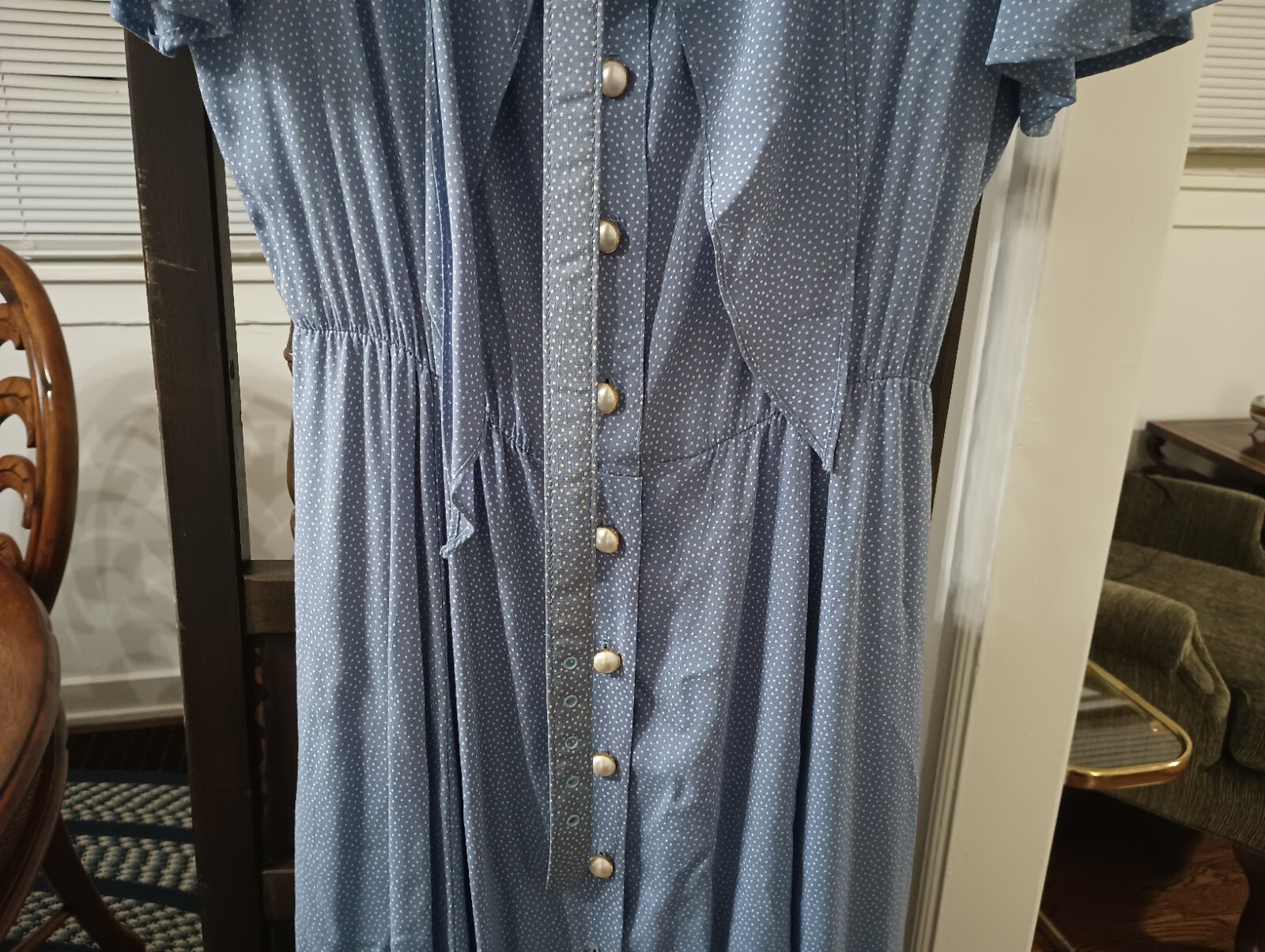 Vintage Brooks Brothers Womans Button Up Dress w/ Belt Size 10 Blue 🔥🔥