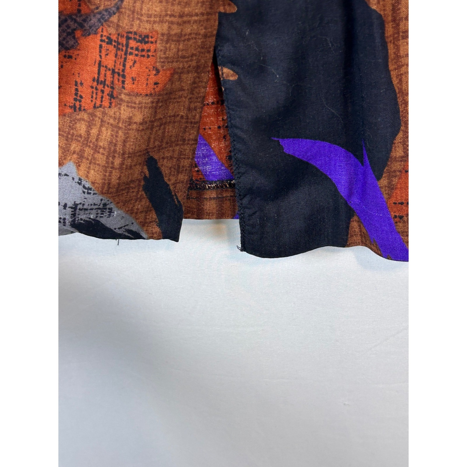 Vintage Kensington Square Abstract Print Midi Skirt Brown Purple Made in USA 4