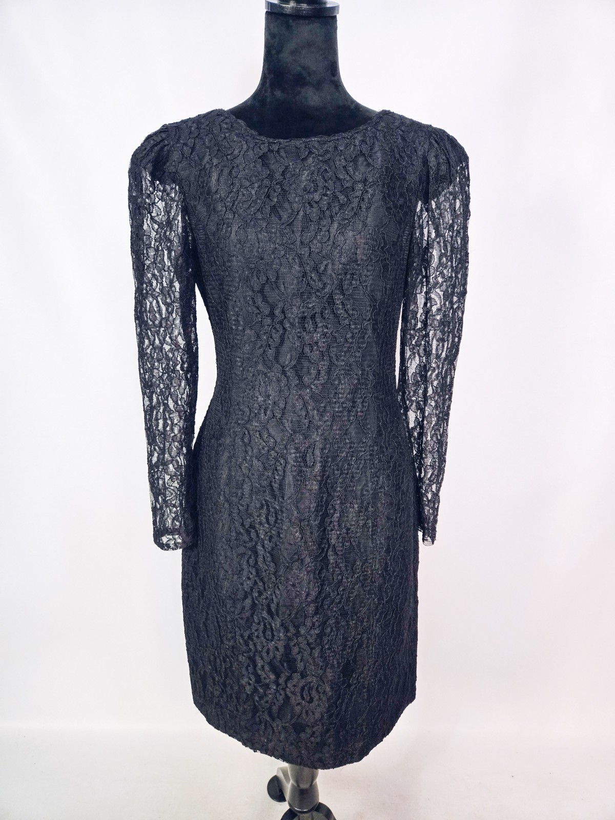 Expo Nights Vintage Long Sleeve Lace Black Dress Size 12