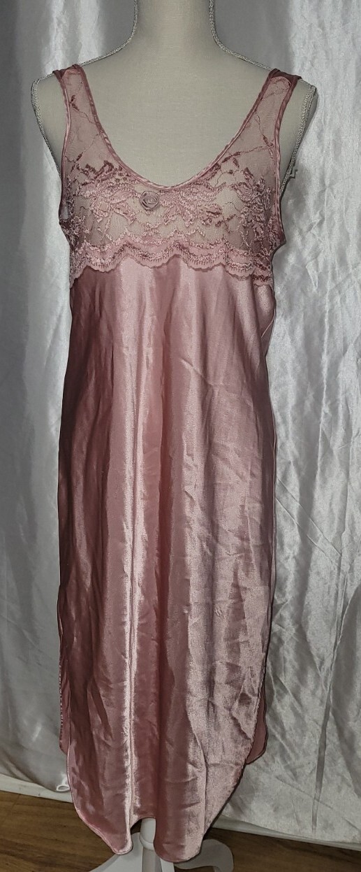 Romance Du Jour California S Small Sheer Top Sexy Pink Satin Night Gown USA Rare