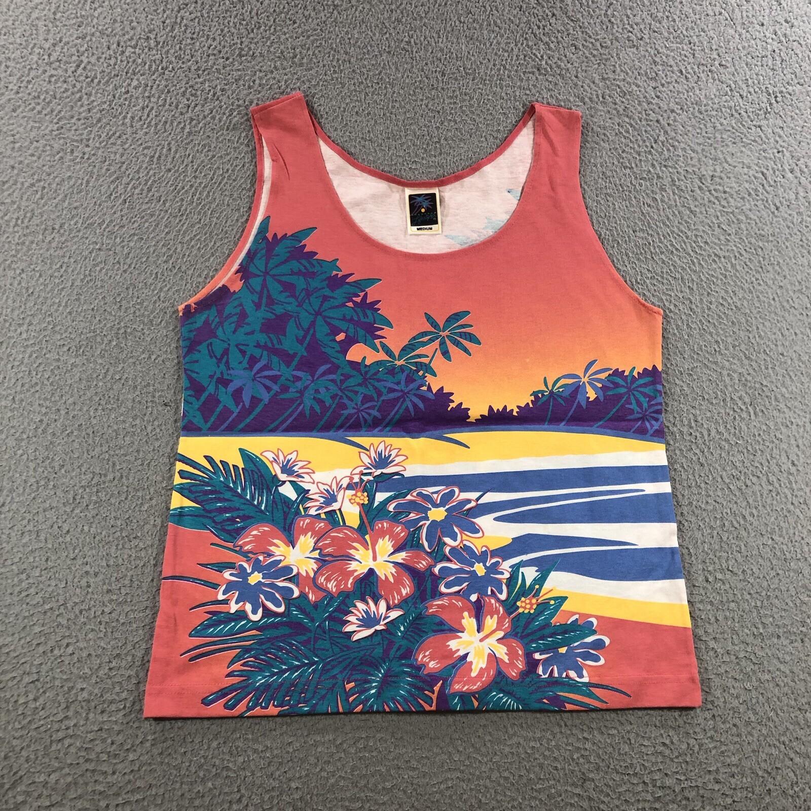Vtg 90’s Lifestyles Resort Wear Tank Top Women’s M Pink AOP Hawaii Crazy Shirt