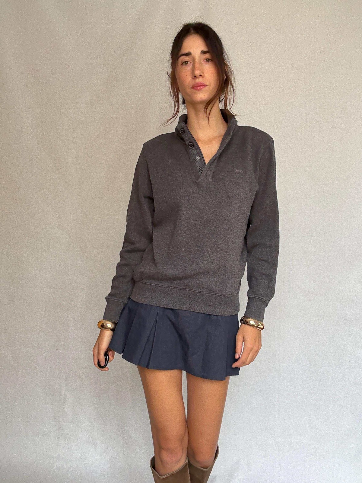 Dark gray McGregor pullover sweatshirt, cotton men’s jumper, M, Branded wear