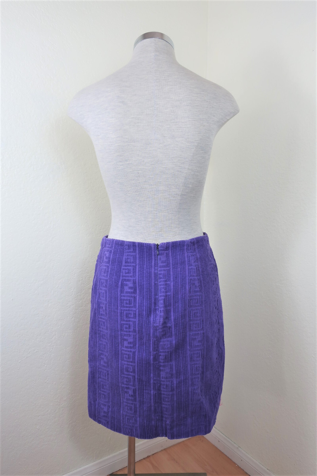 Vintage FENDI Logo Embossed Blue Purple Hip Hop Pencil Skirt Small 36 US 6 4 5 6