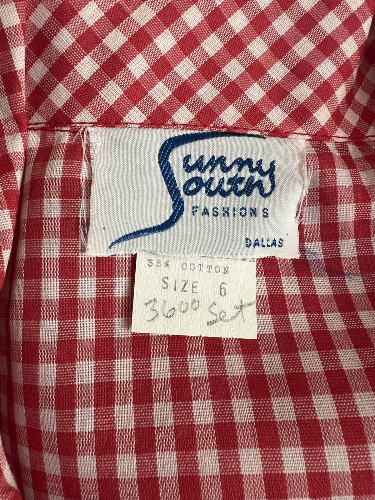 Vintage Sunny South Fashion Red Wht Gingham w Lace Sz 6 Blouse Classic Feminine