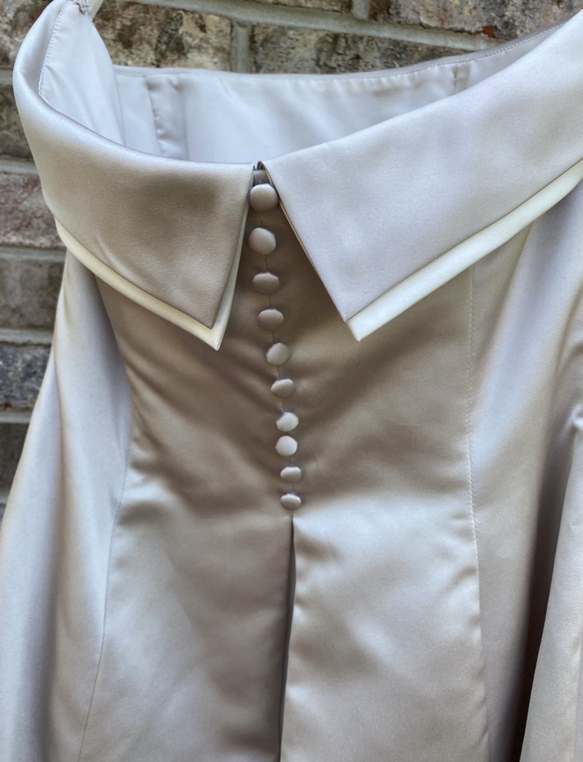 Vintage 90s Michaelangelo Strapless Satin Gown in Cream Size 6