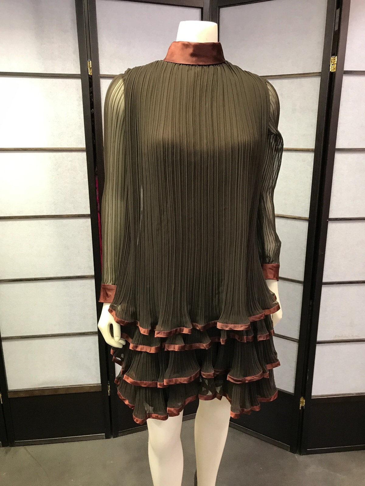 60s Vtg Brown Flapper Like Dress, Mod, Rockabilly, Retro, PinUp, GoGo, Space Age