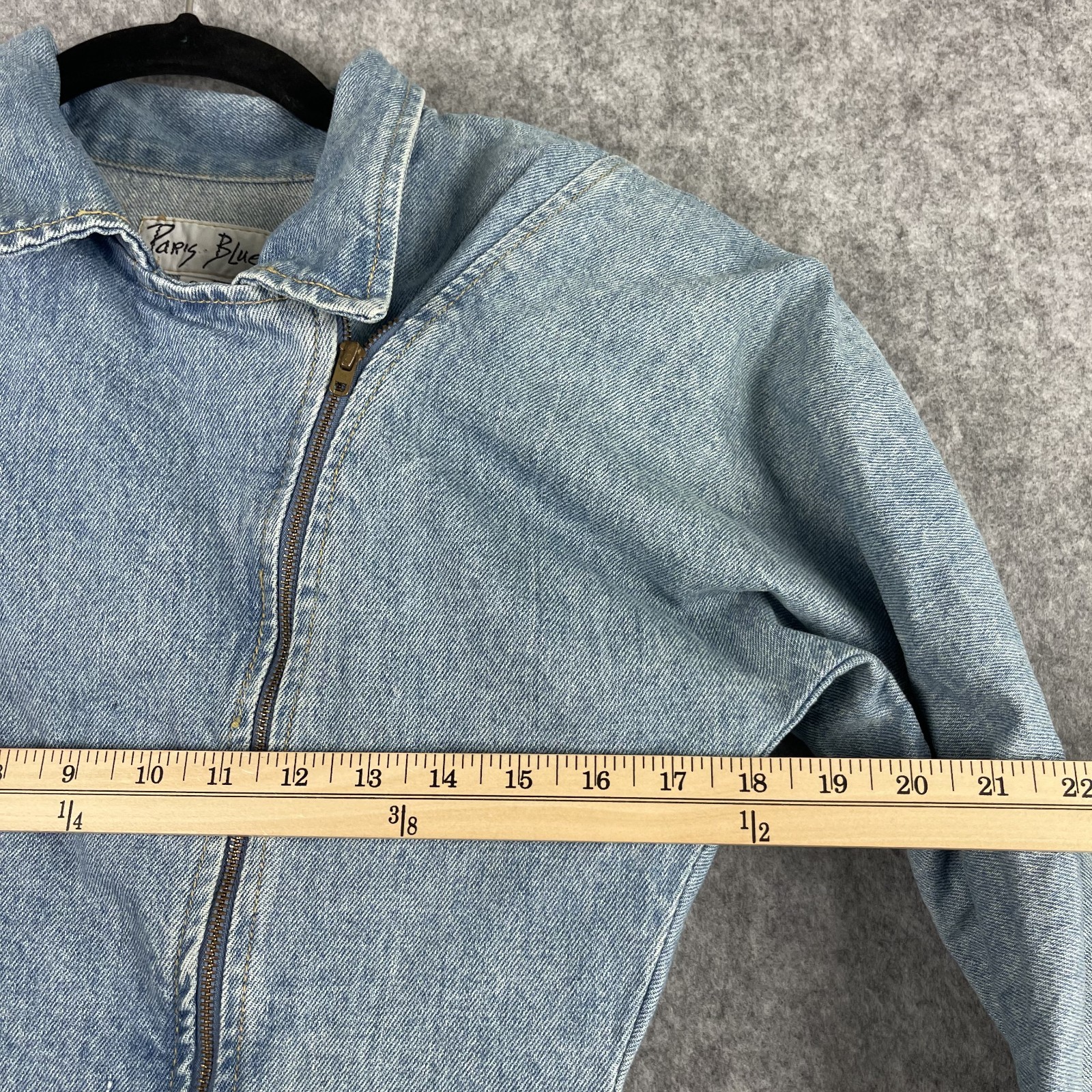 Vintage 80s Paris Blues Dress Womens 9 Denim Zipper Asymmetrical Stone Wash USA