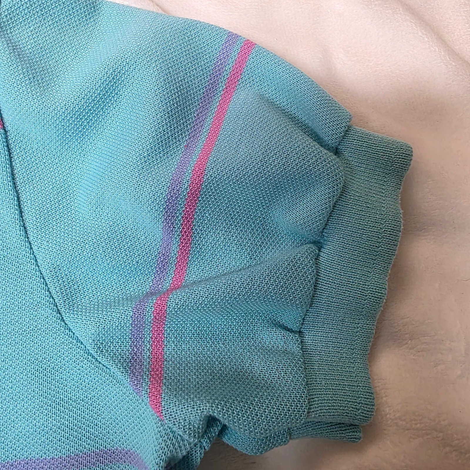 Vintage Hunters Glen Polo Shirt Large Womens Turquoise Striped Short Sleeve, GUC