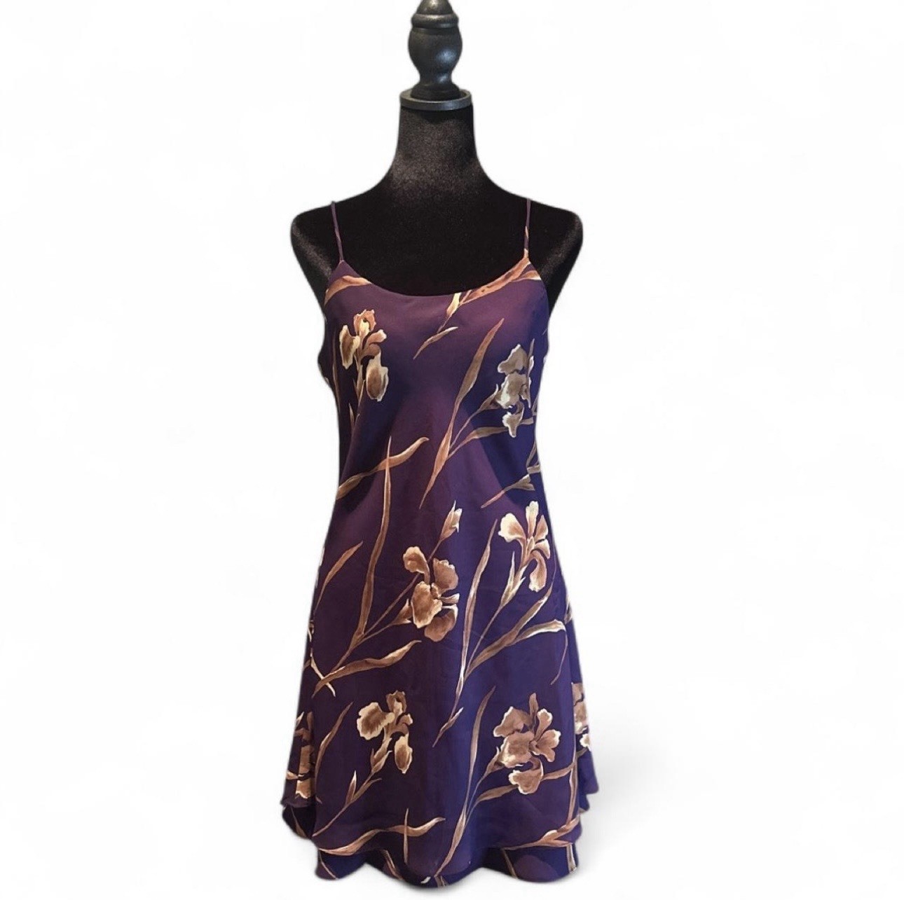 90s Vintage Blondie And Me Purple Satin Floral Dress Size 10