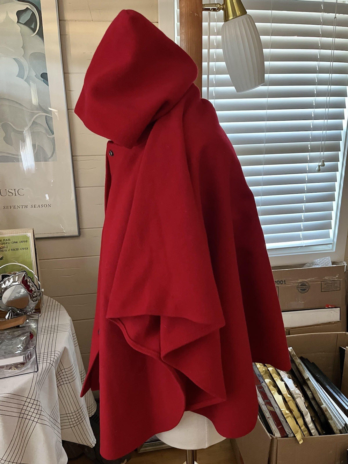 Vintage Coloratura Red Wool Cape Coat Hood Red Riding Hood