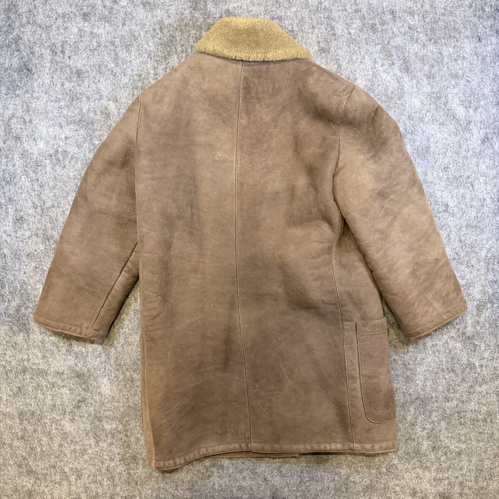 Vintage Sawyer Of Napa Abercrombie Lambskin Shearling Wool Lined Coat 12