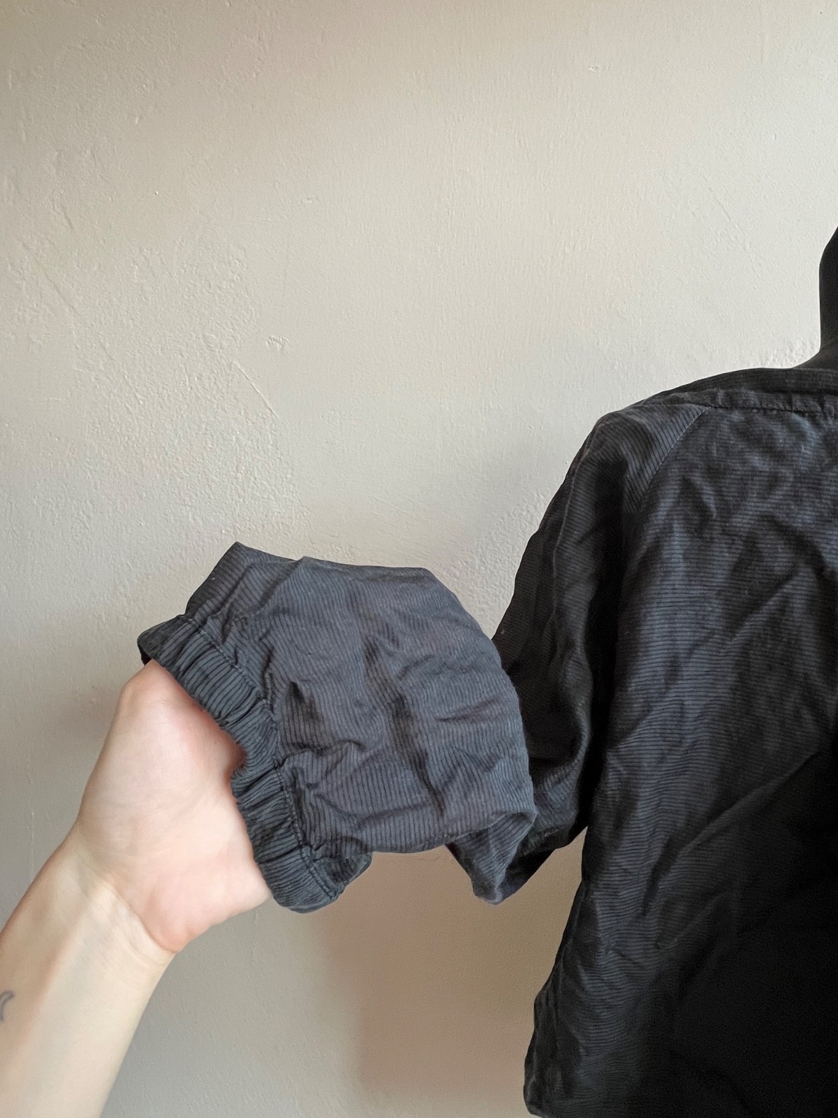 Diesel Vintage Y2K Crinkled Draped Blouse Black Asymmetrical Tie Hem Size S