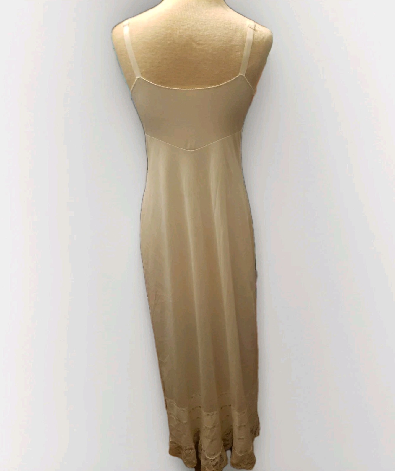 Vintage Sears The Doesn’t Slip 34 Nylon ivory Slip Dress Formal Length 55″