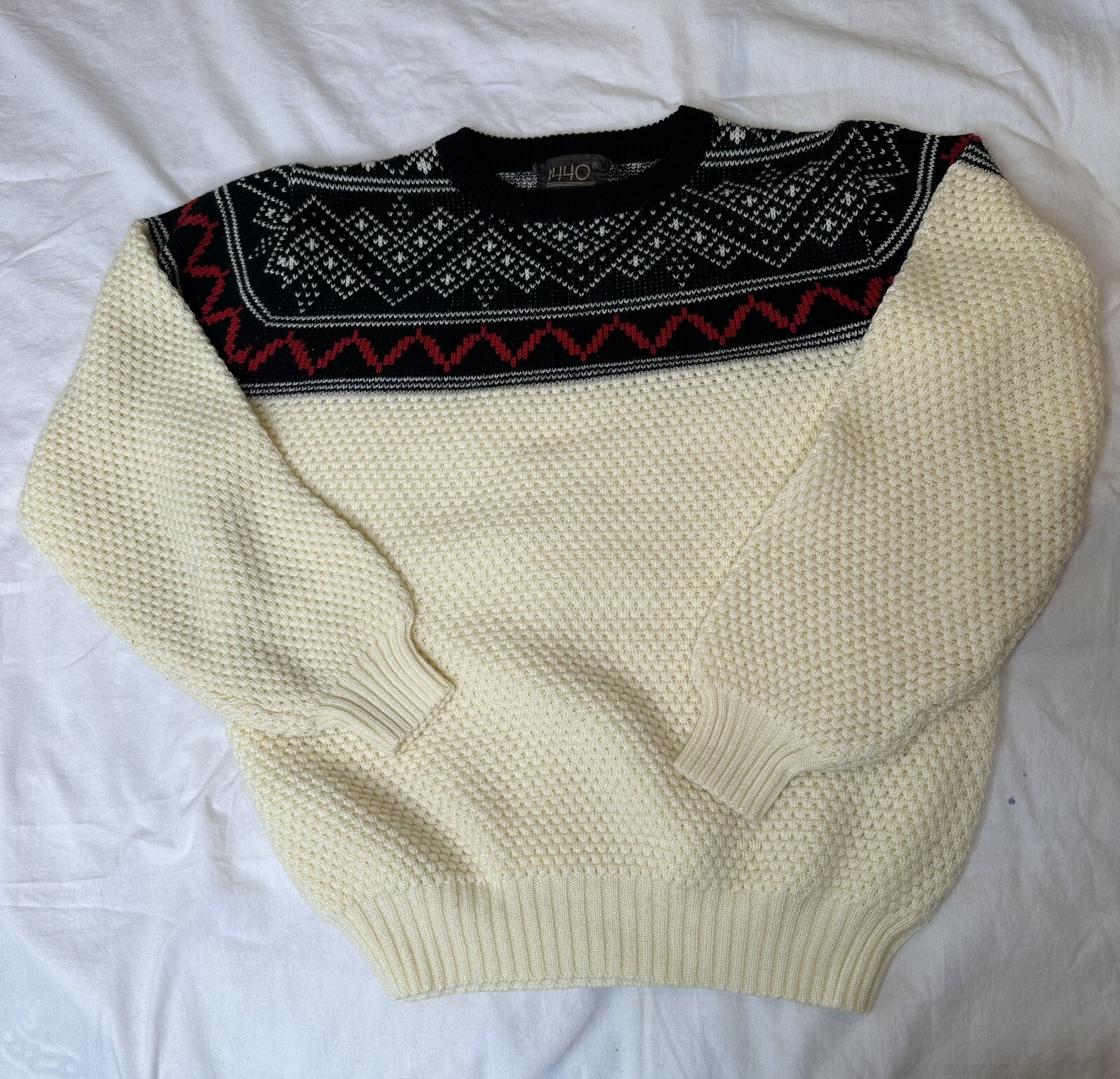 Vintage 80s Winter Sweater Nordic Granada Abstract Size Large Check Measurements