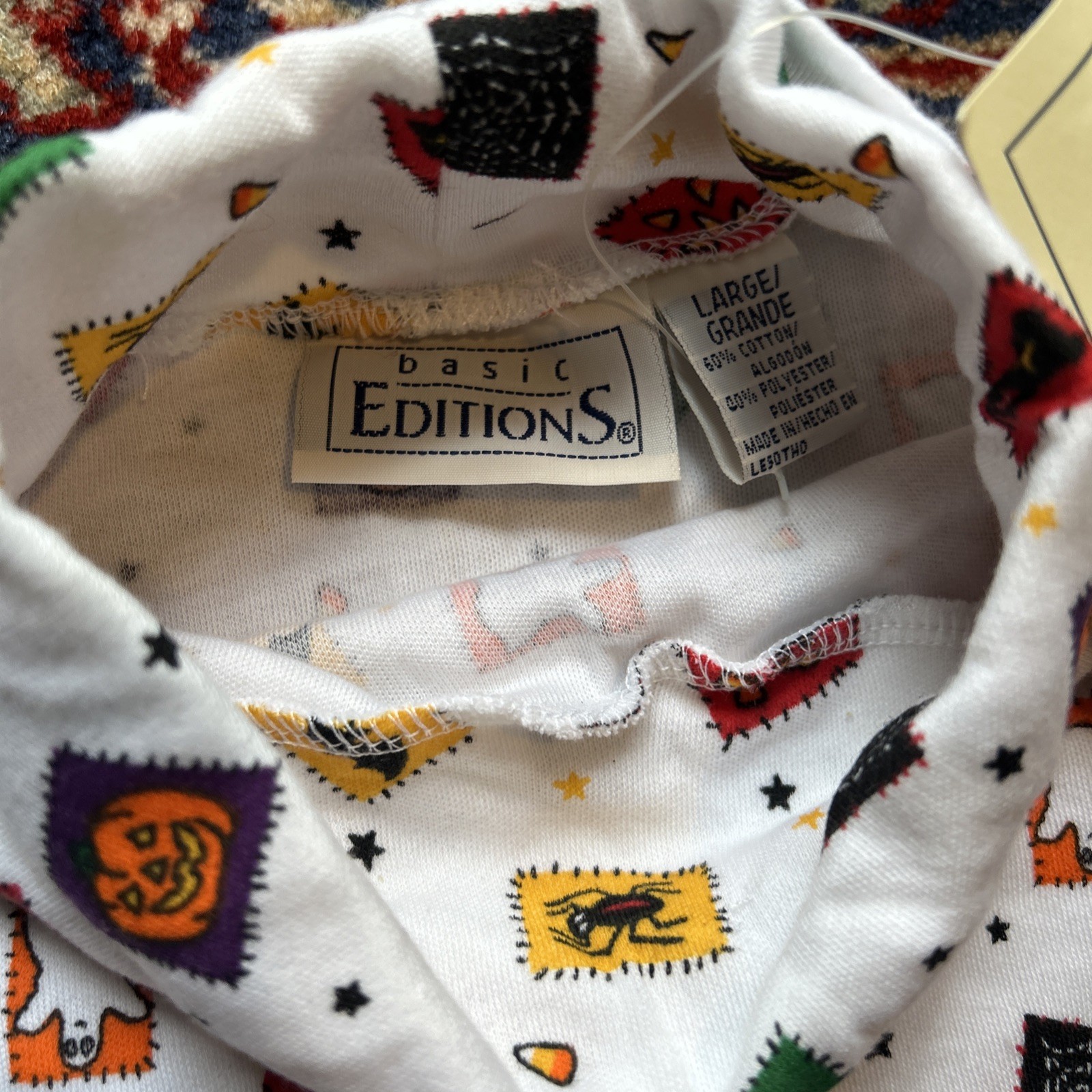 Vintage 90’s Basic Editions Halloween Stamps AOP Turtleneck Shirt Deadstock L