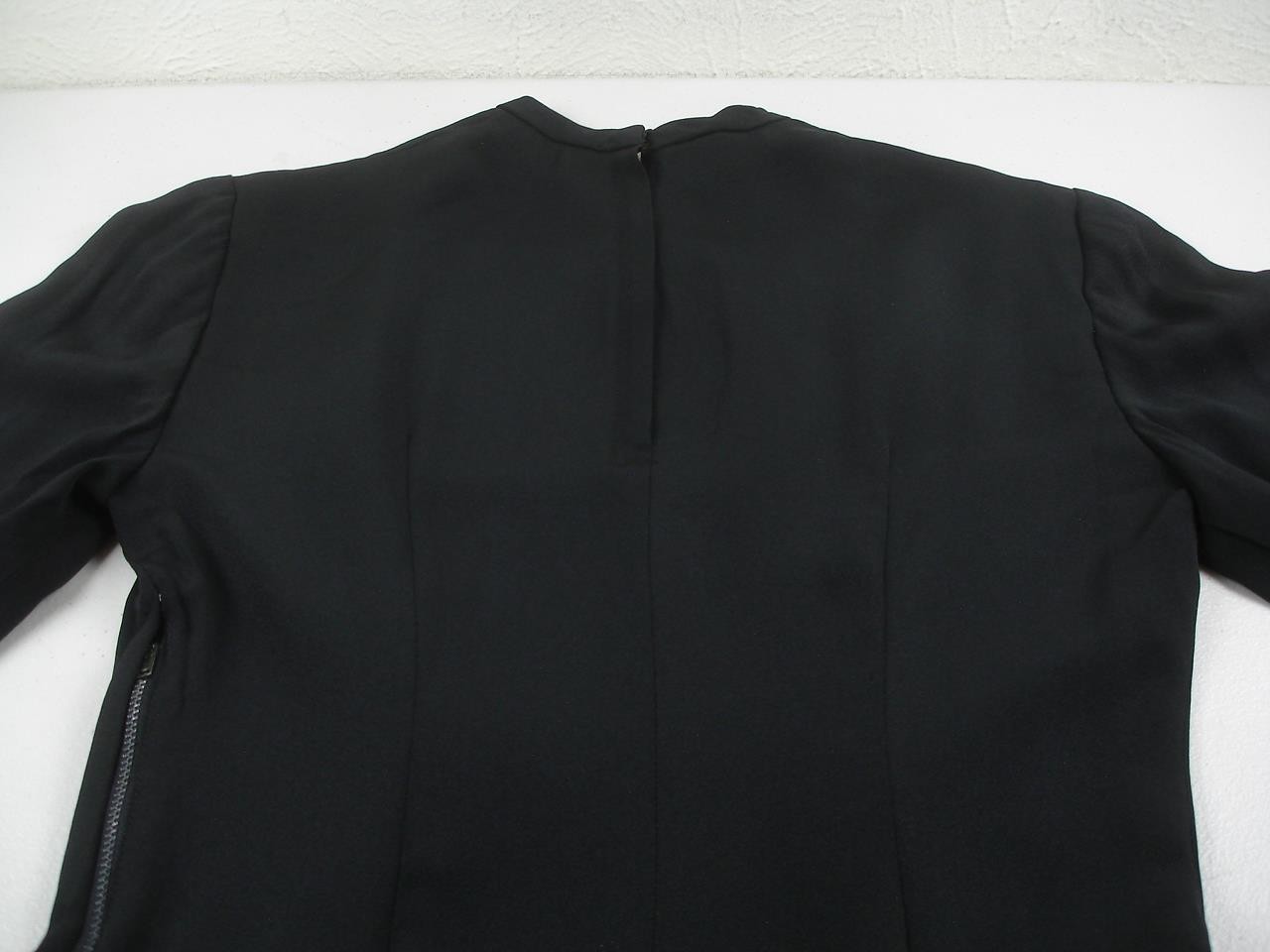 Women’s sz XS Vtg 1920’s Black Crepe Dress Peplum Bow Ruched Sleeves Long Sleeve