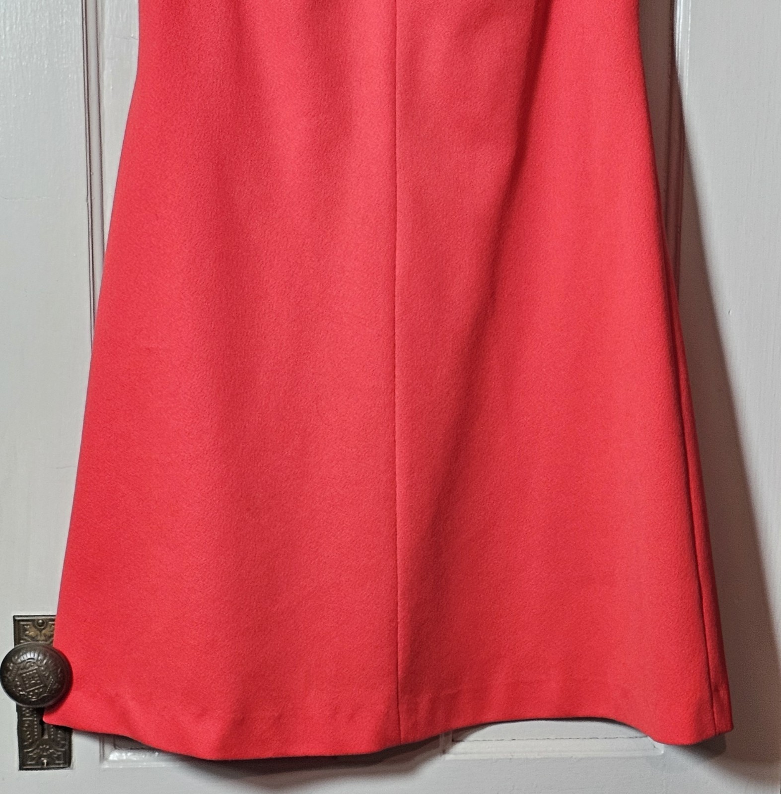 VTG 70’s Polyester Dress Size S/M 39″Chest Coral Orange Sleeveless Unionmade USA