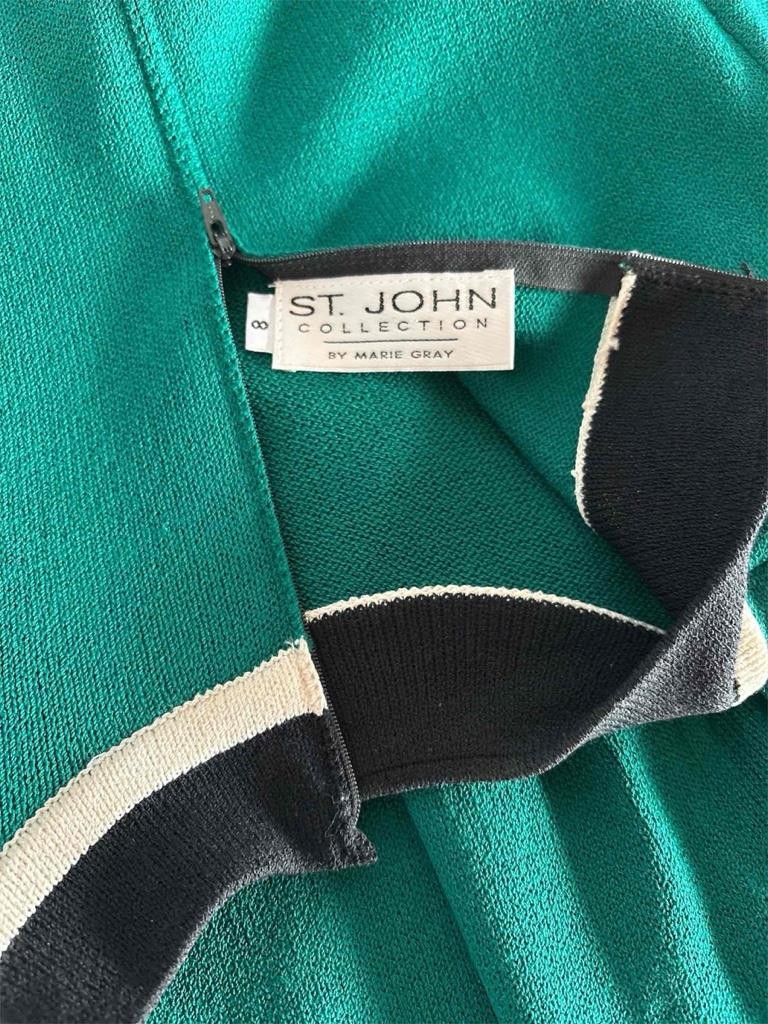Vtg. St John Collection by Marie Gray Long Sleeve, Green Knit Dress Size 8