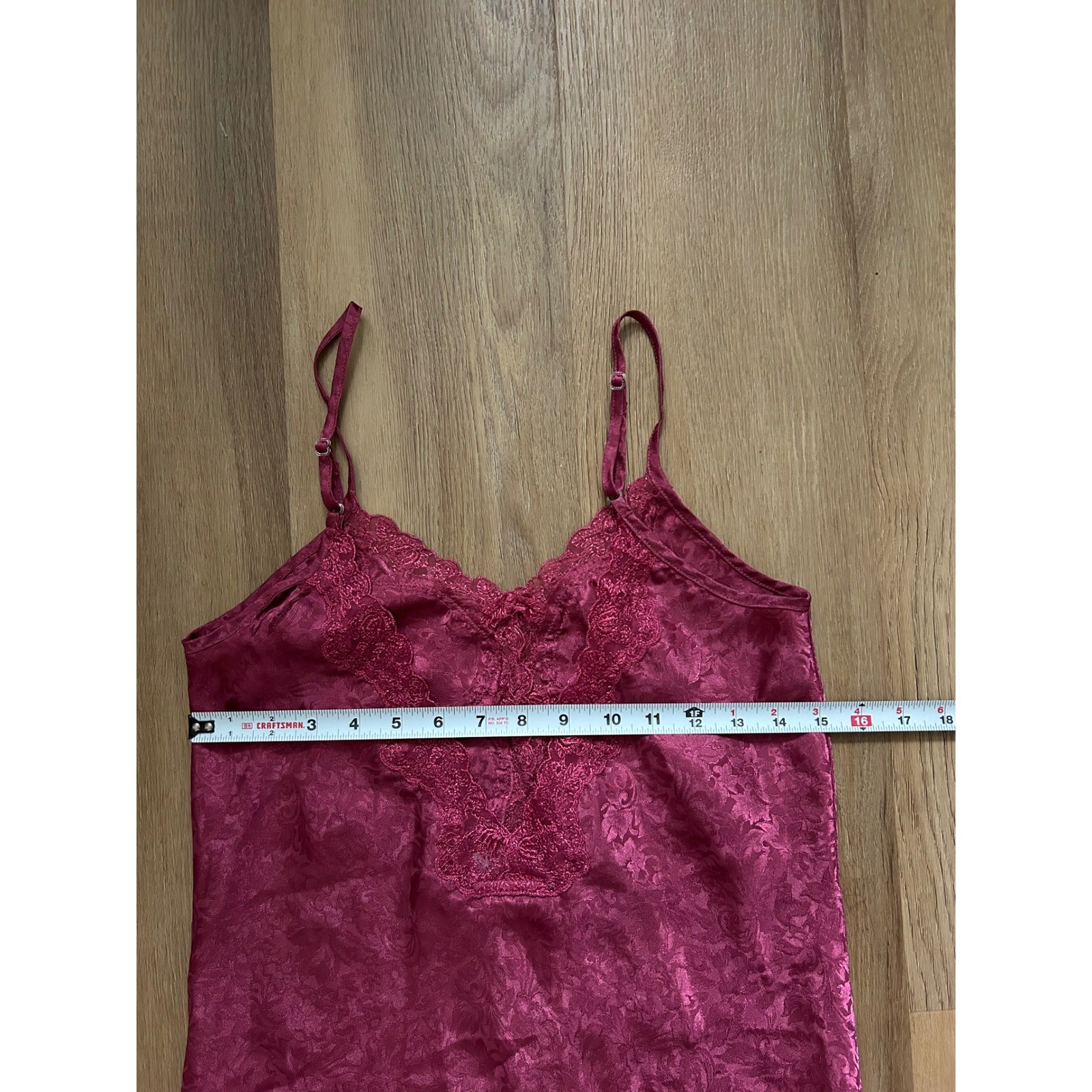 Vintage Magenta Satin Lace Slip Dress Nightie small Floral sexy goingout date