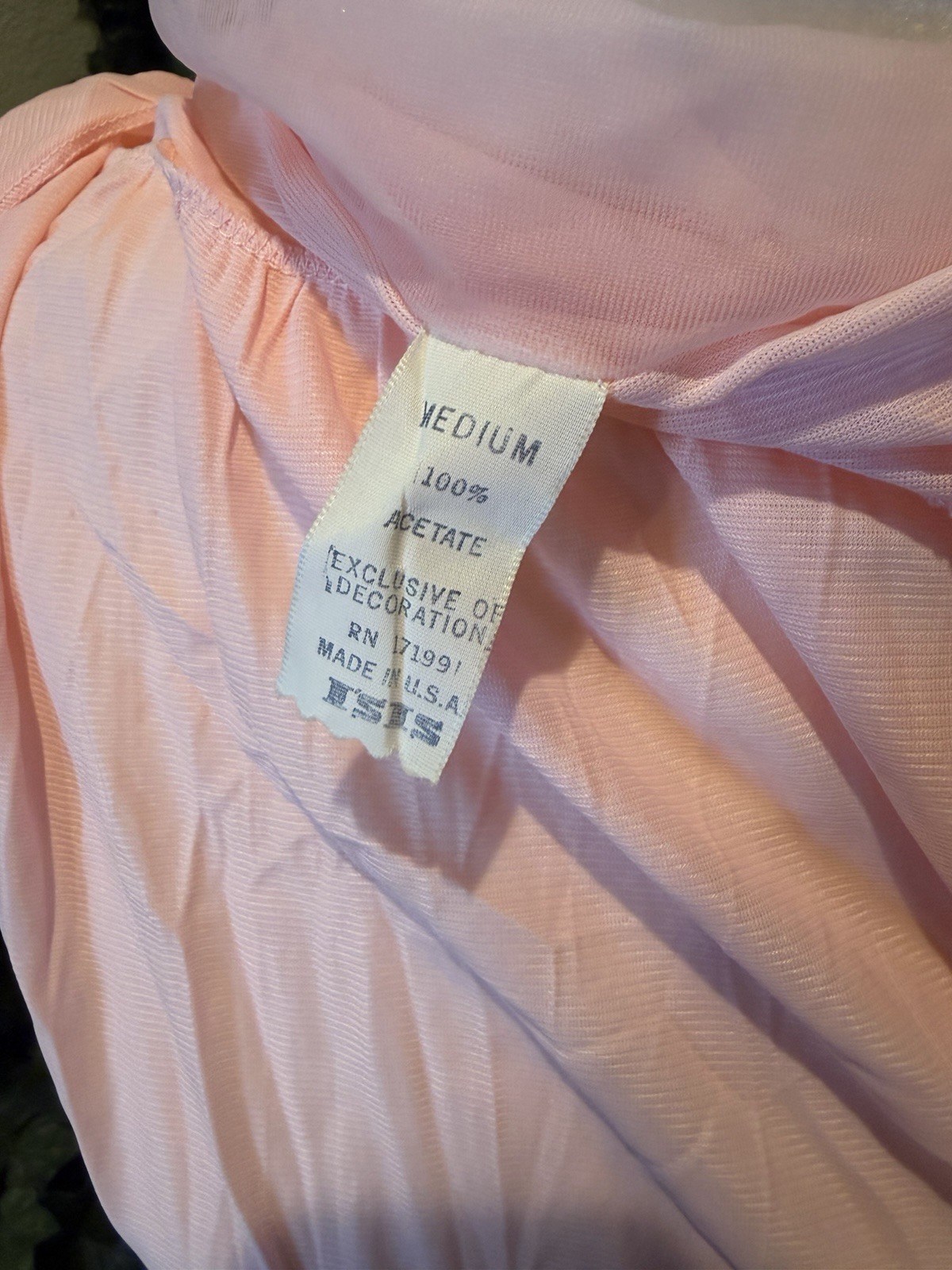 Vintage Grants Isis Robe 1960s Light Pink With Bow Embroidery Size Medium