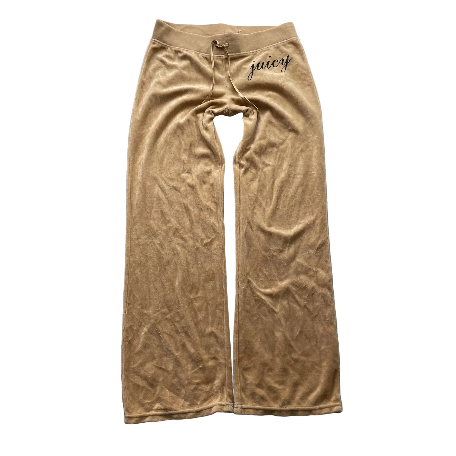 Vintage Juicy Couture Women’s Camel Velour Flared Track Pants Loungewear Size S