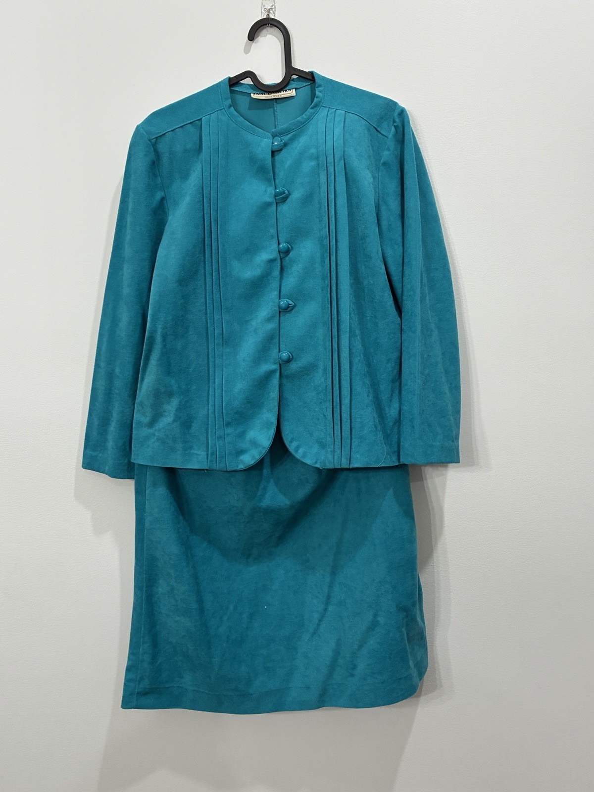 Vintage 80s/90s Pablo Collection Teal Skirt 2 Piece Power Suit Made USA
