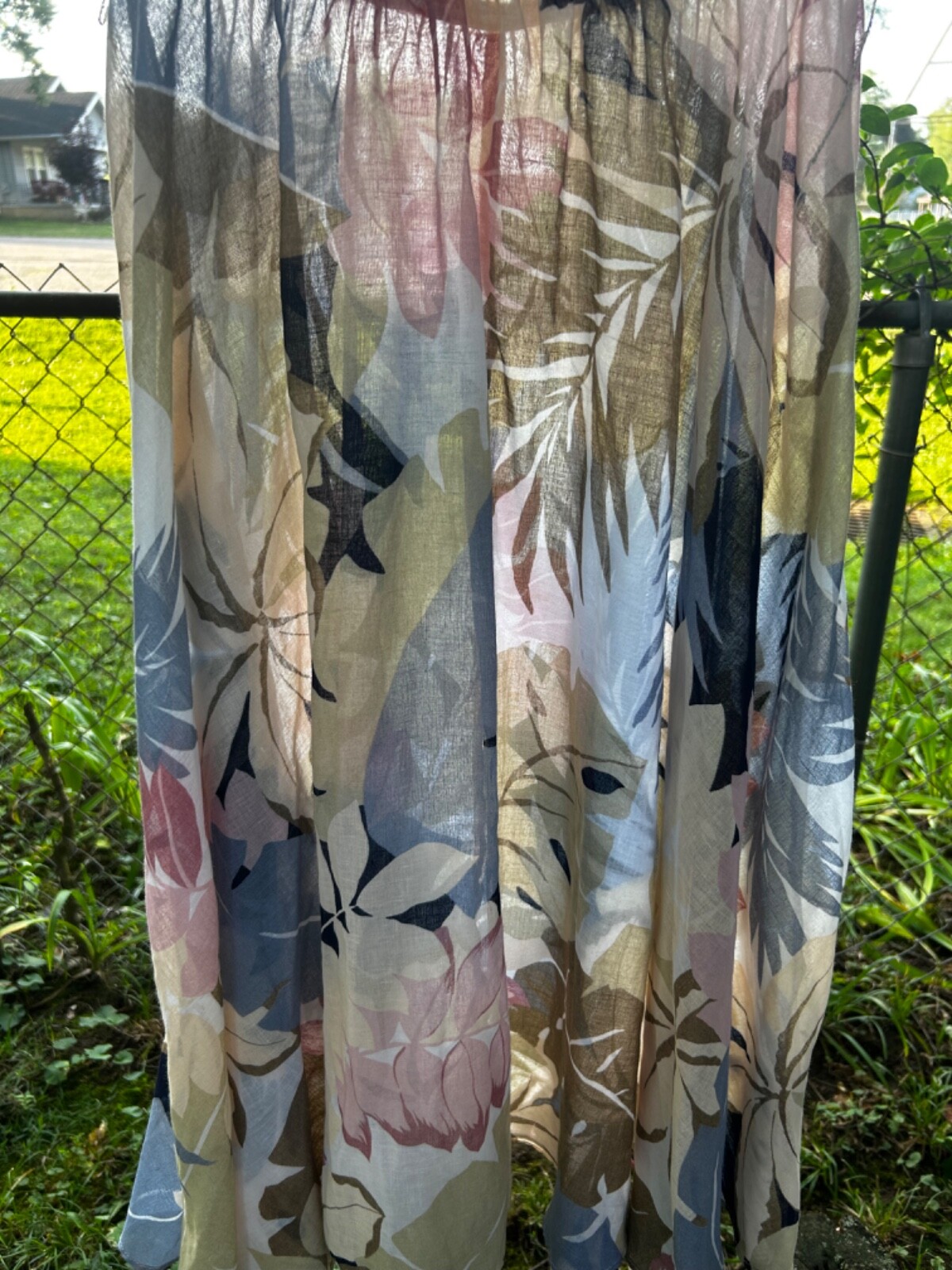 Vintage Bobby’s Girl Rockabilly Pinup Sheer Swing Dress Tropical Flowers