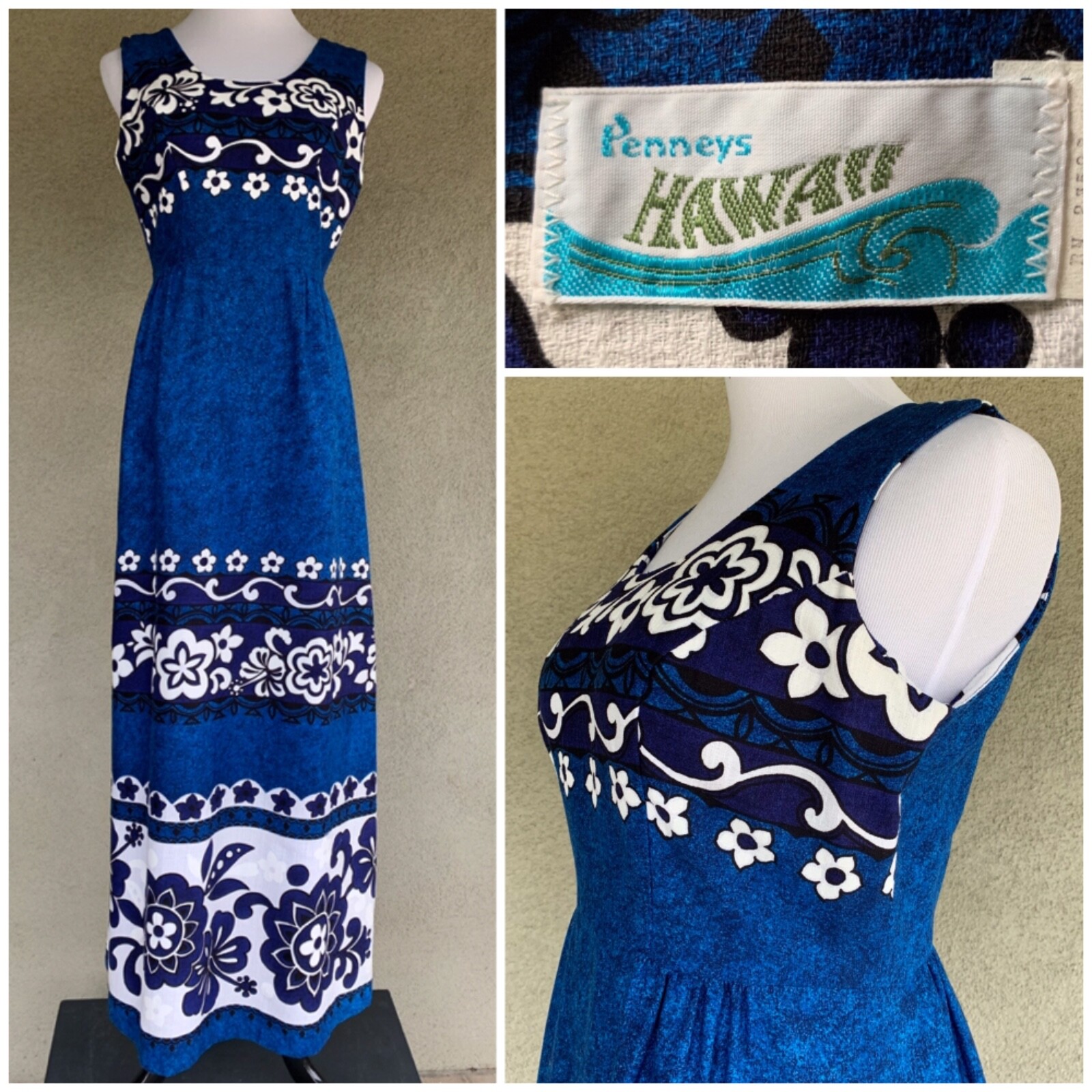Penney’s Hawaii 70s Vintage Hawaiian Barkcloth Muumuu Dress