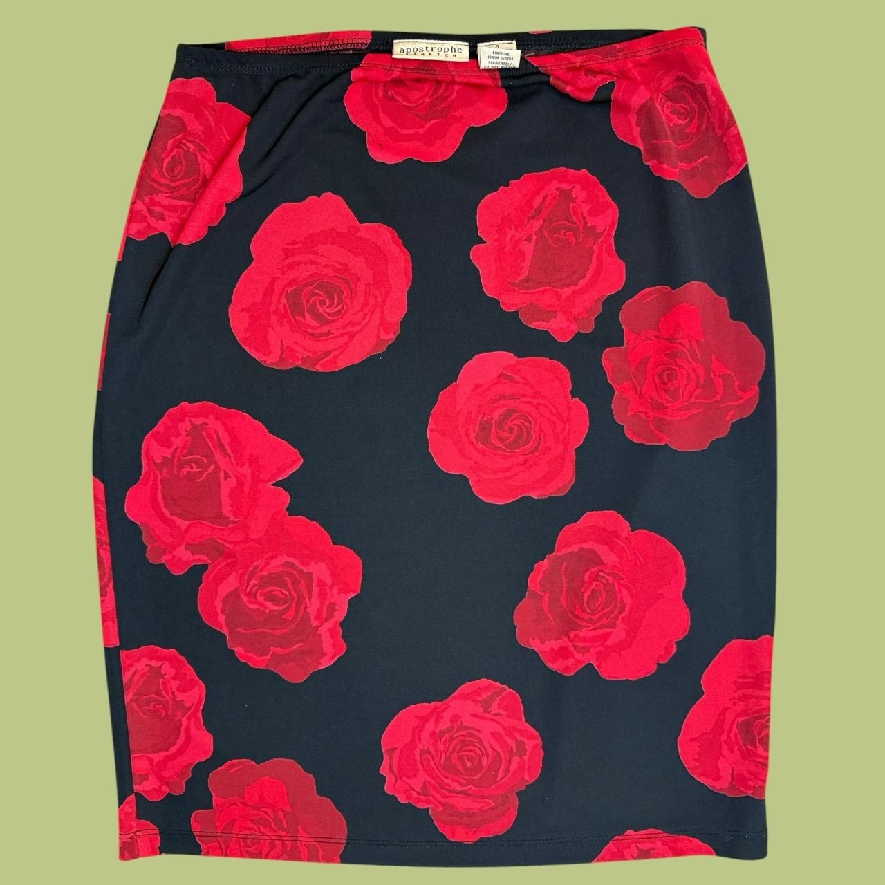 Vintage 90s Rose Print Co-ord Top and Skirt Two-Piece Set