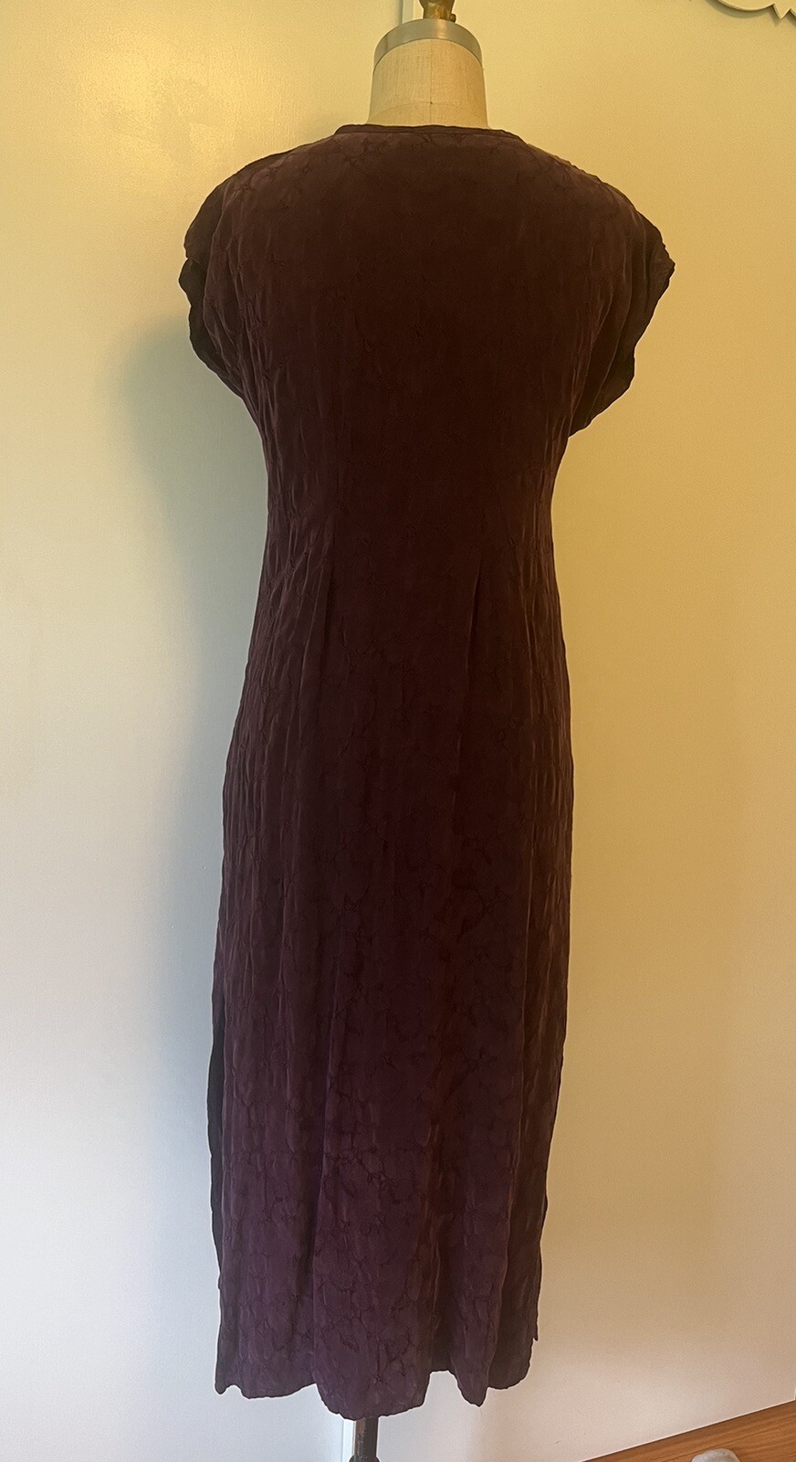 Ms. Emma Designs Handcrafted Sheath Dress Purple Textured Rayon Empire Waist M