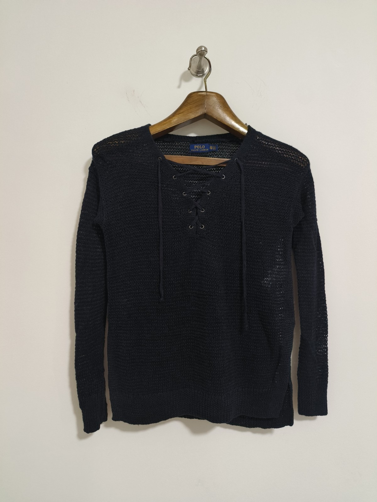 Polo Ralph Lauren Cotton blend lace-up open-knit sweater