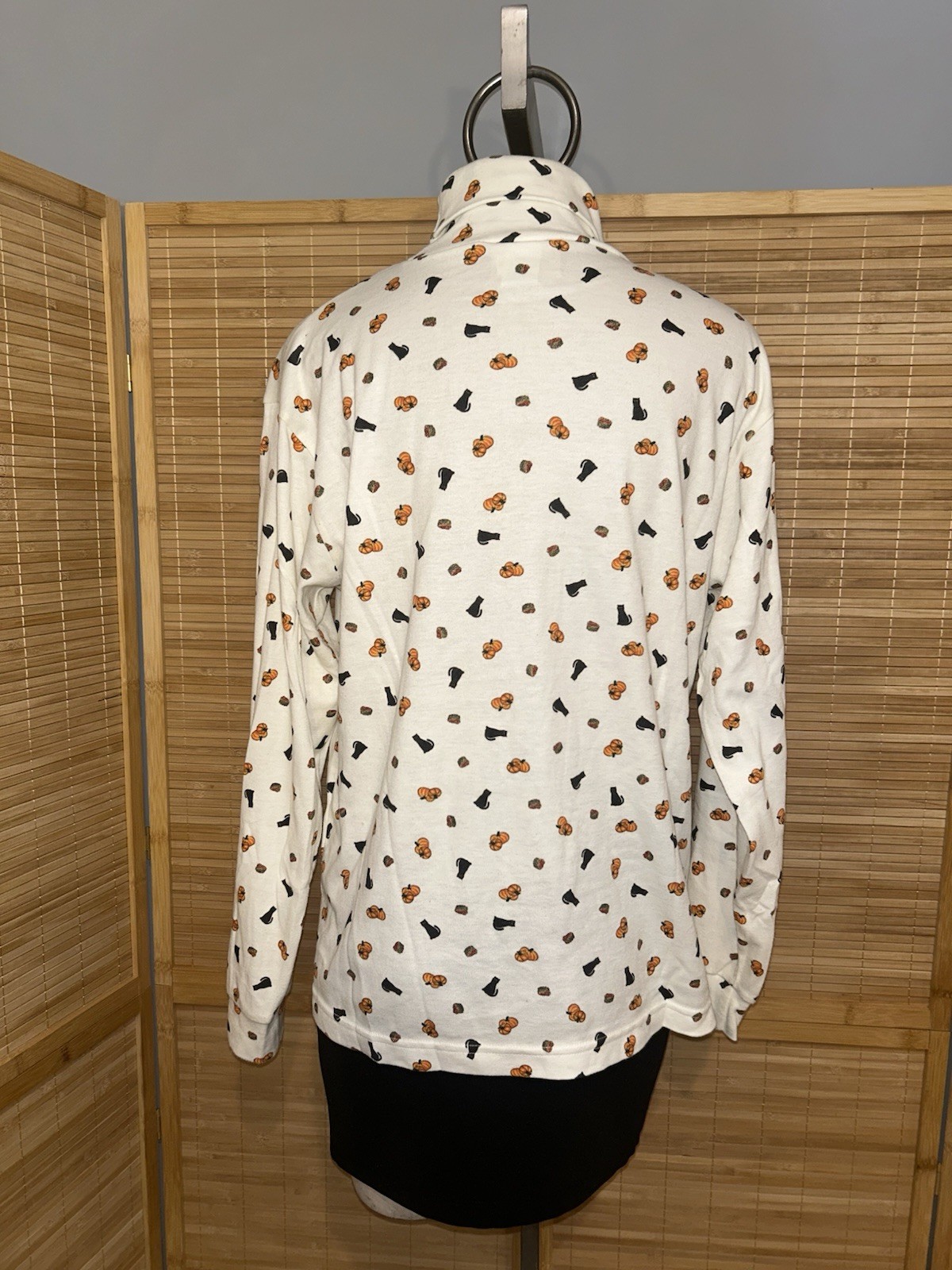 Northern Reflections vintage 90s Halloween black cat pumpkin turtleneck top S