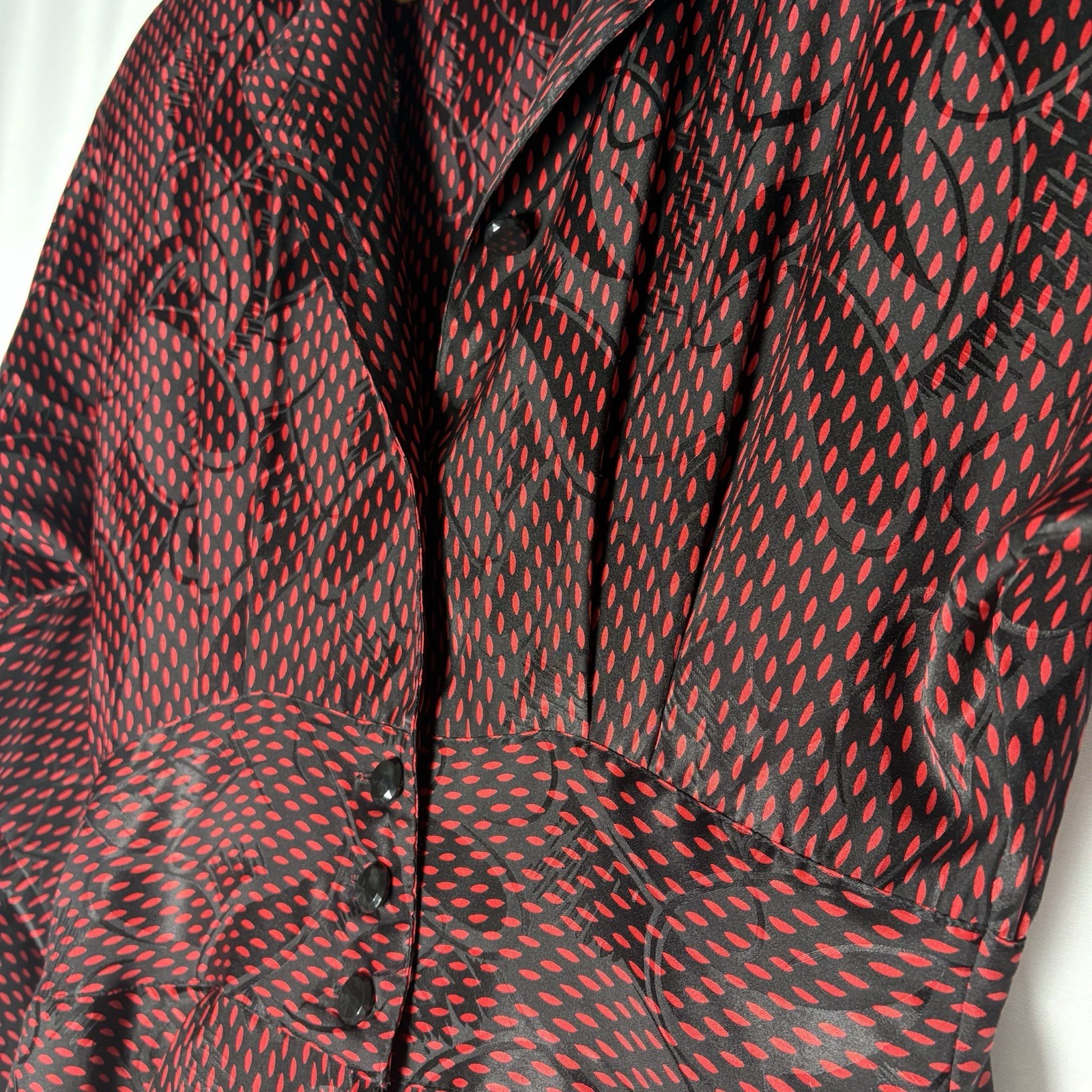 SK & Company Vintage Women’s 100% Silk Dress Red Black