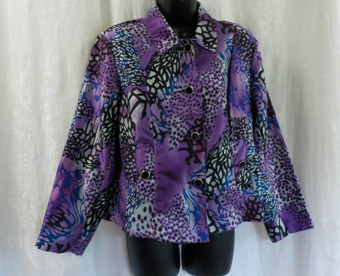 Vintage 1980’s N Touch Jacket Size 6P Multicolor Long Sleeve Button Art Print