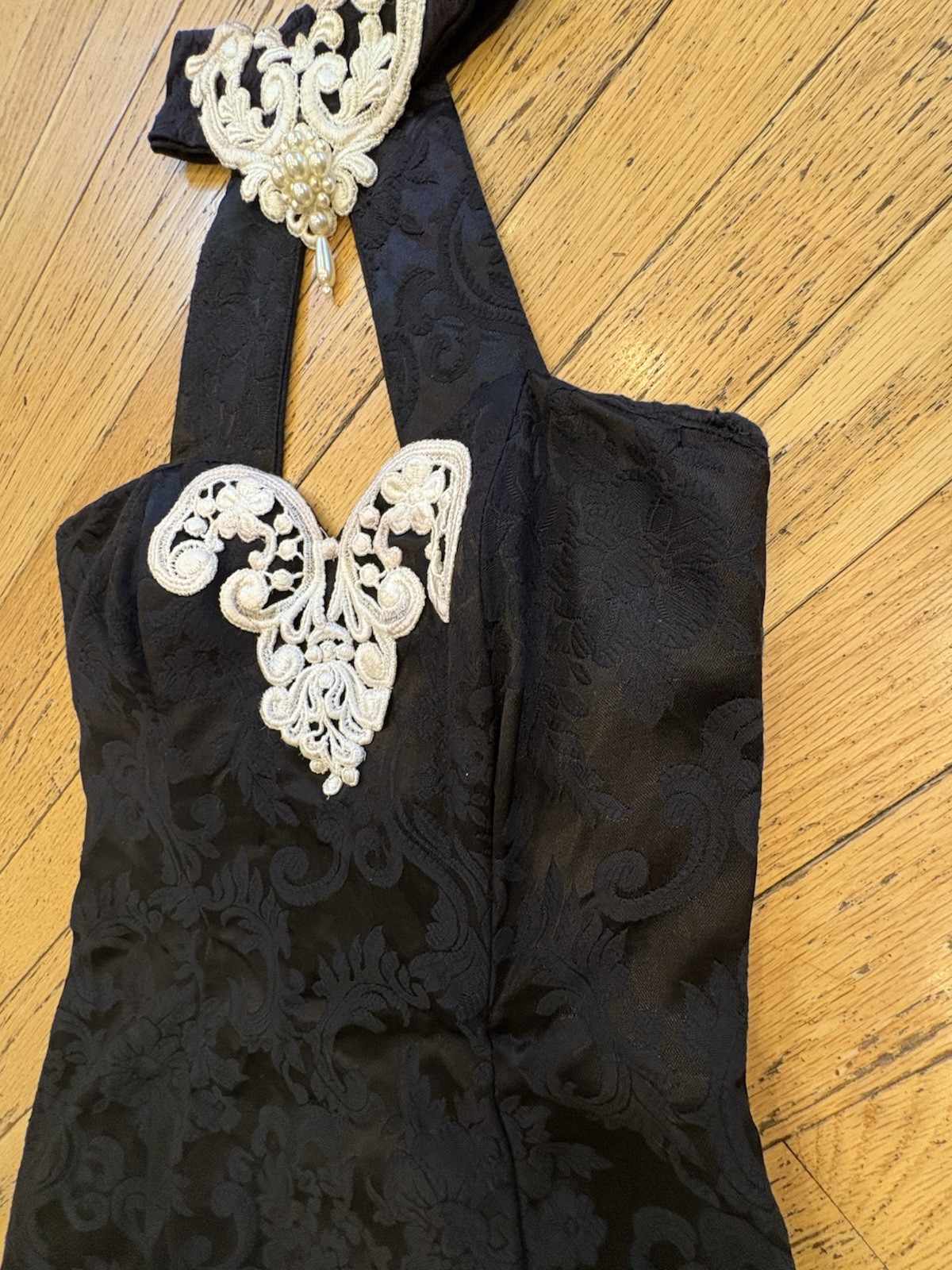 Authentic Vintage Jessica McClintock for Gunne Sax Black Jacquard Dress