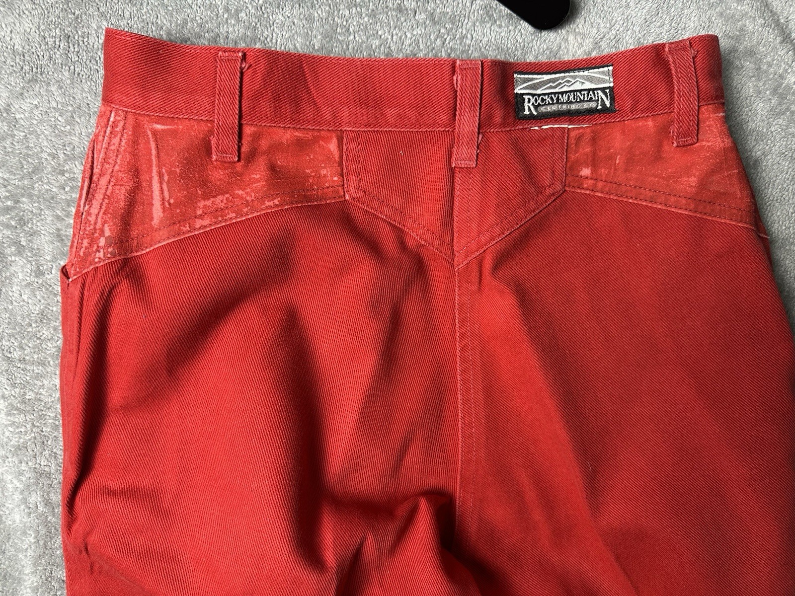 VTG Rocky Mountain Clothing Co Red High Rise Western Jeans Leather Trim 31/11