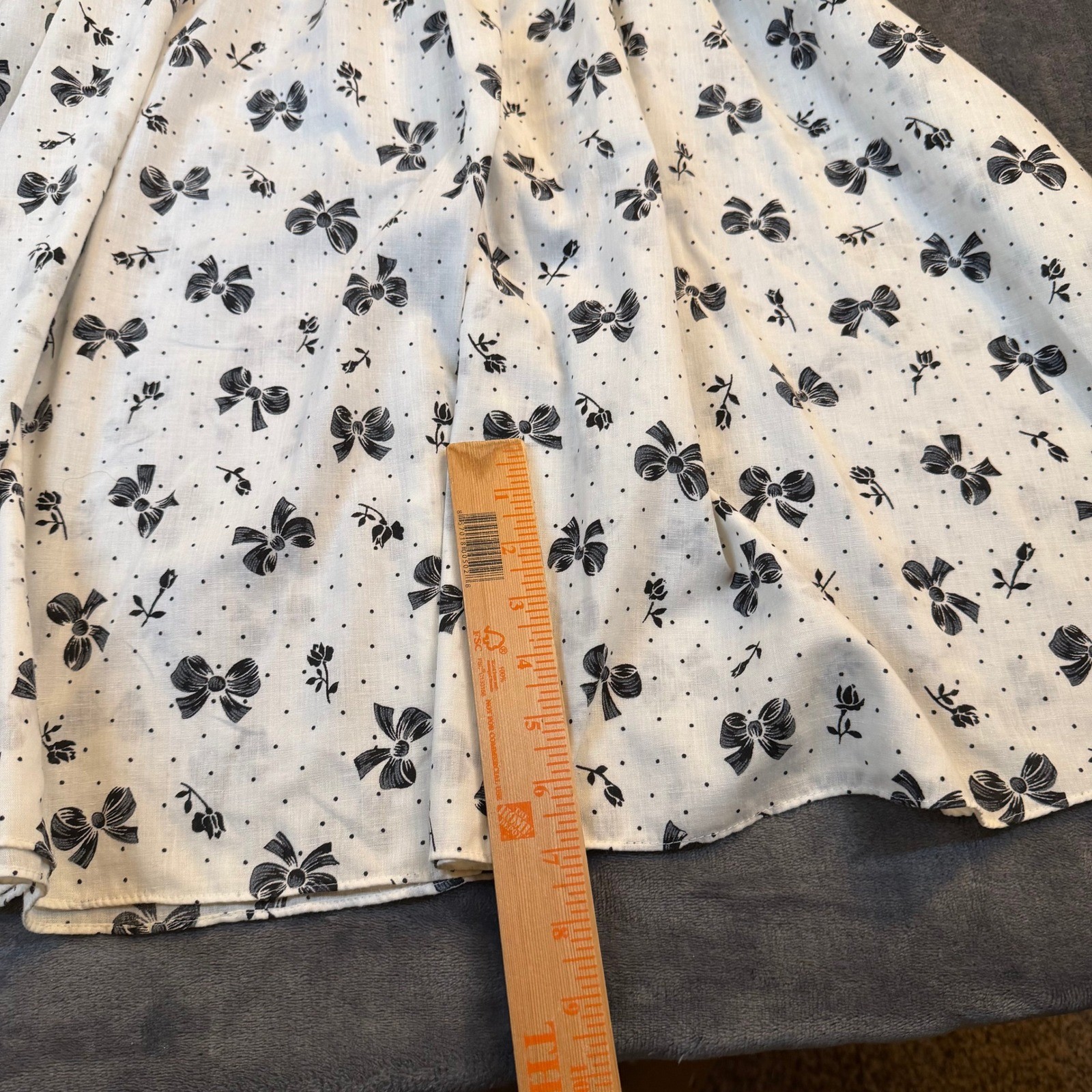 Tabby of California Vintage Shirt Dress Womens Size 10 White Bow Print Retro