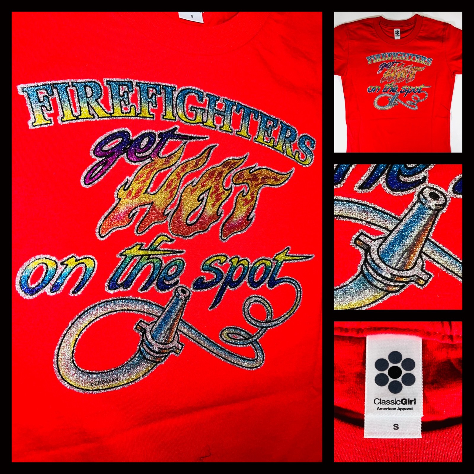 vtg 80s 90s Y2k Sexy Firefighter LAFD NYFD GIRLFRIEND woman’s UNUSED t-shirt S