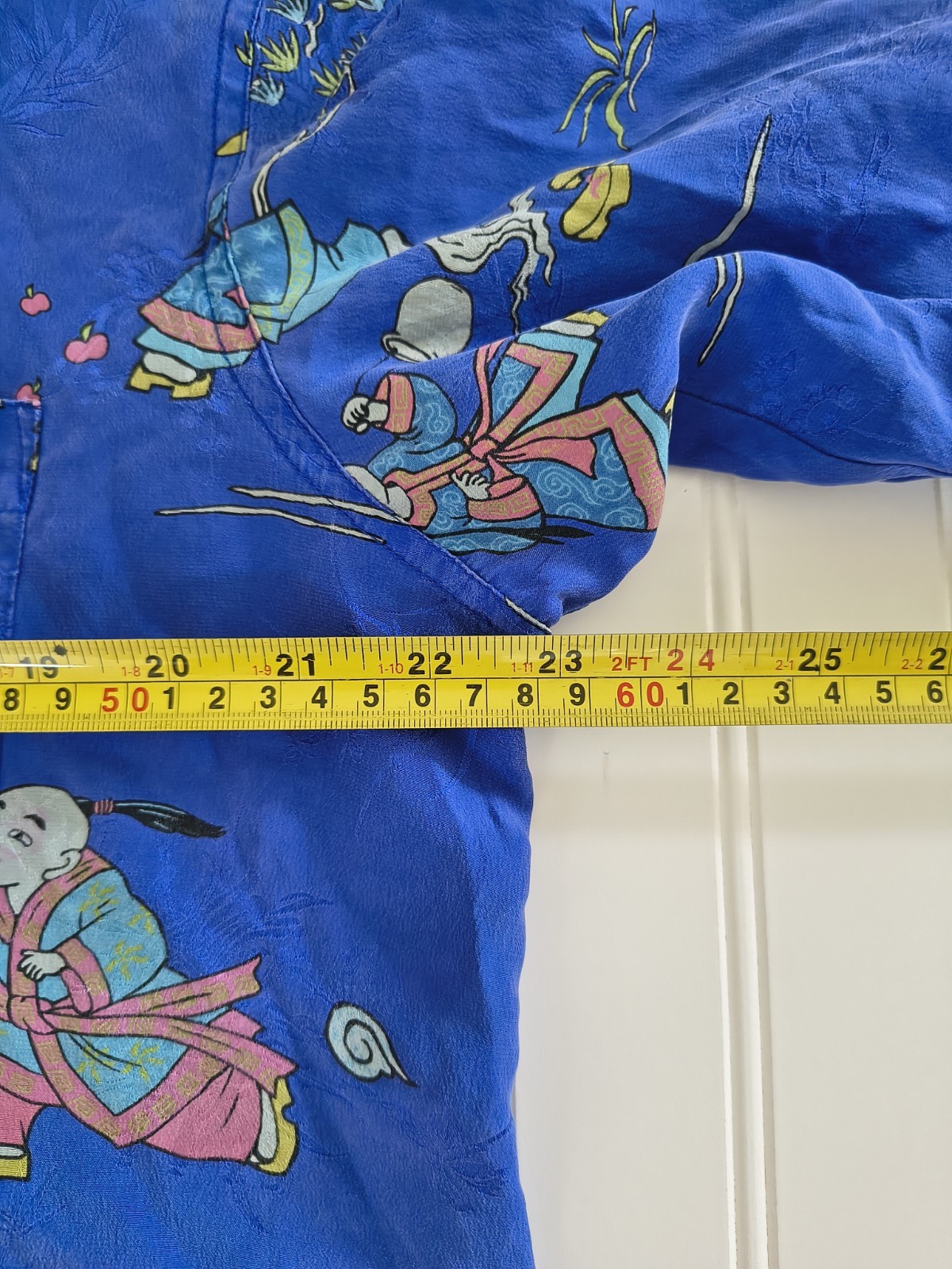 Vintage 80s 90s Chico’s Design Asian 100% Silk Blouse Royal Blue Size L