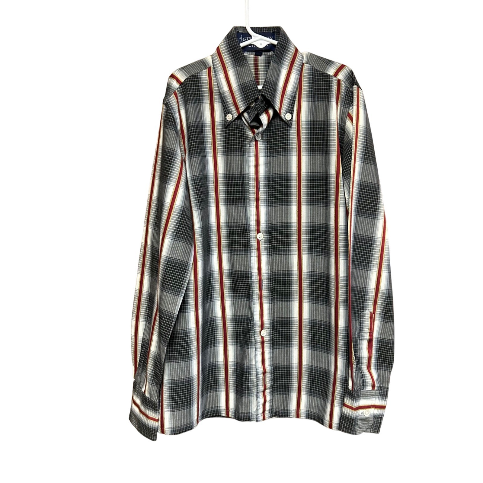 VTG Givenchy Chesa Shirt 6 Plaid Striped Button Down 80s Designer Hong Kong