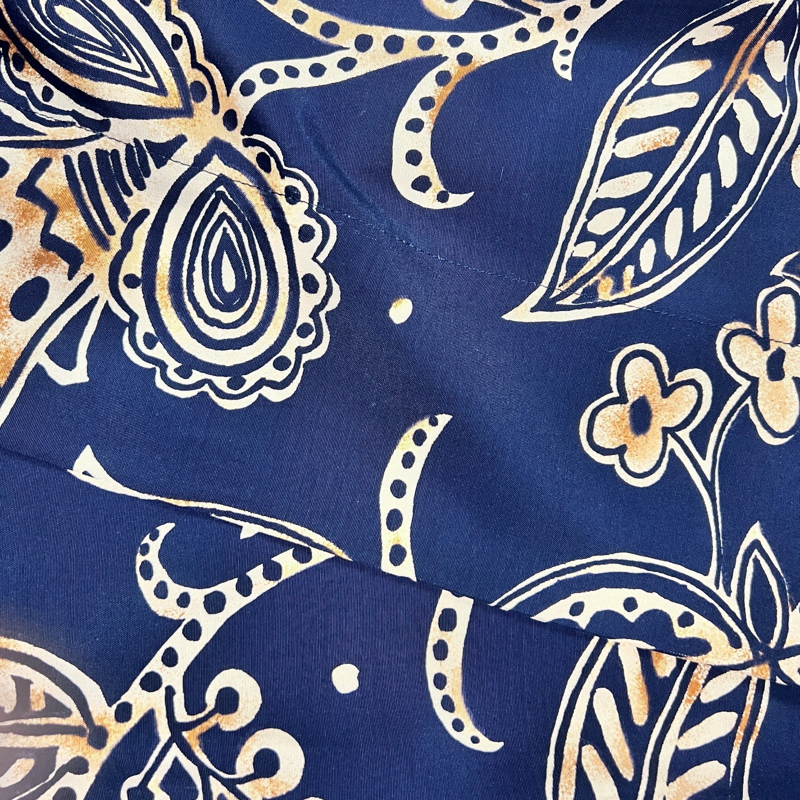 French Collection Blue Tan Floral Wrap Maxi Skirt Small 100% Rayon USA Vintage