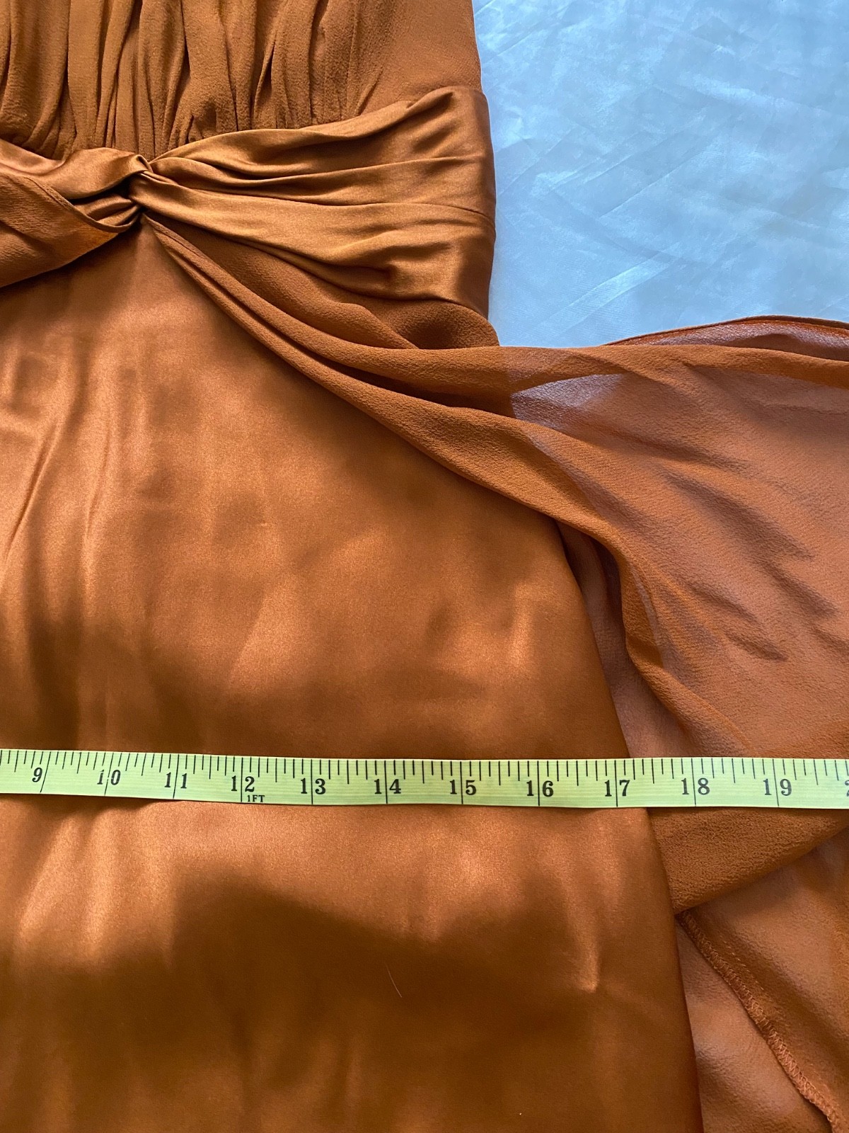 Vintage 100% Silk Burnt Orange Rust Halter Neck Chiffon Dress Boho Formal 6