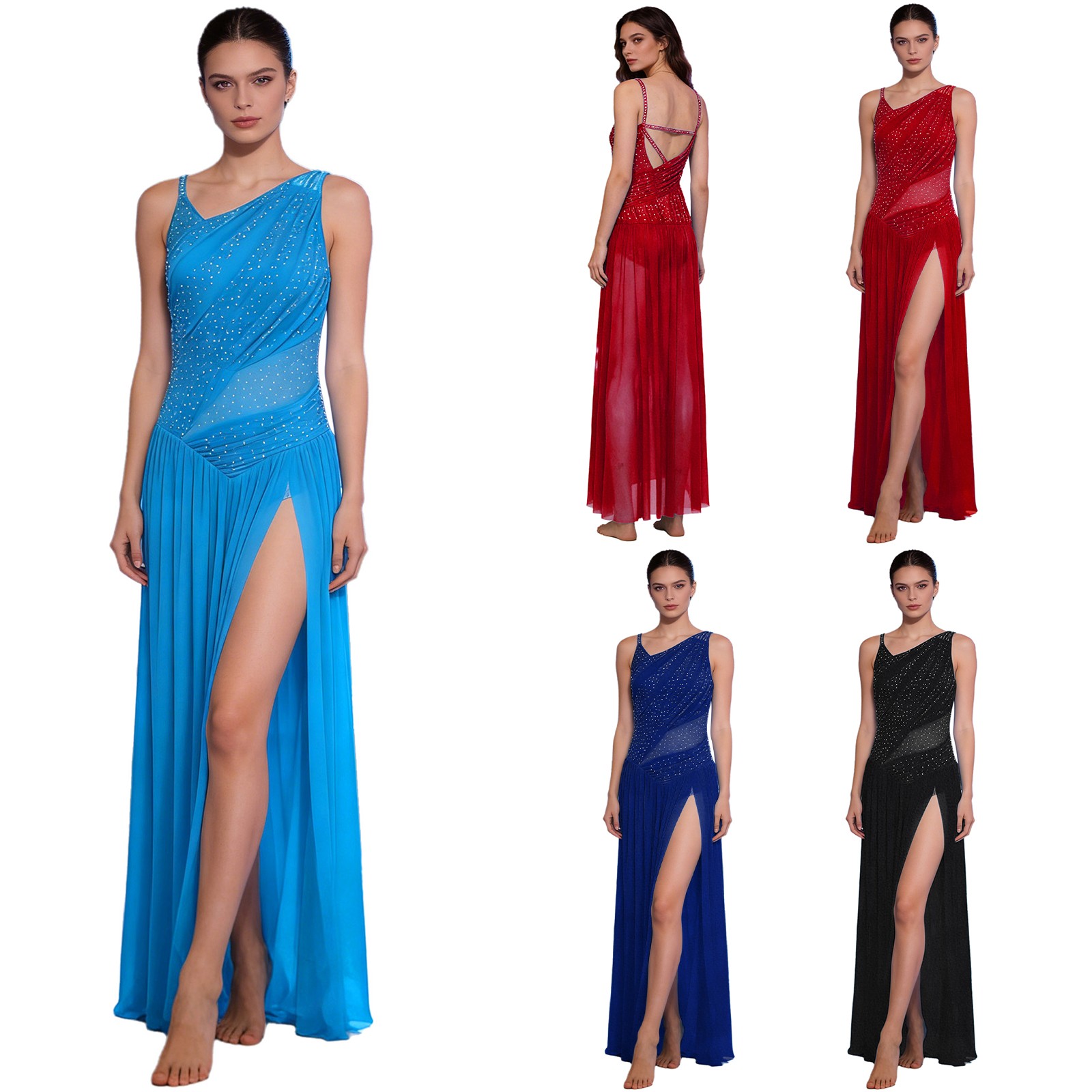 US Women Leotard Performance Dress Latin Dancewear Jazz Dancewear ‘ Sleeveless