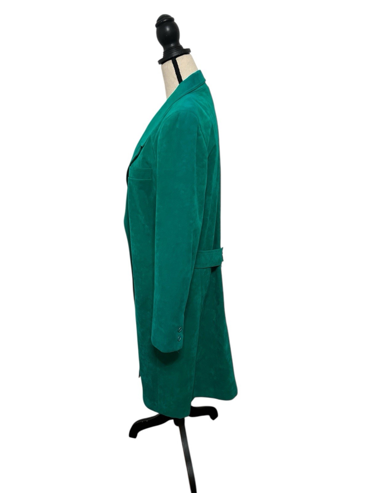 VTG 80s Ultrasuede Green Trench Coat Sz 10 Union Made Court Romi Belt USA EUC