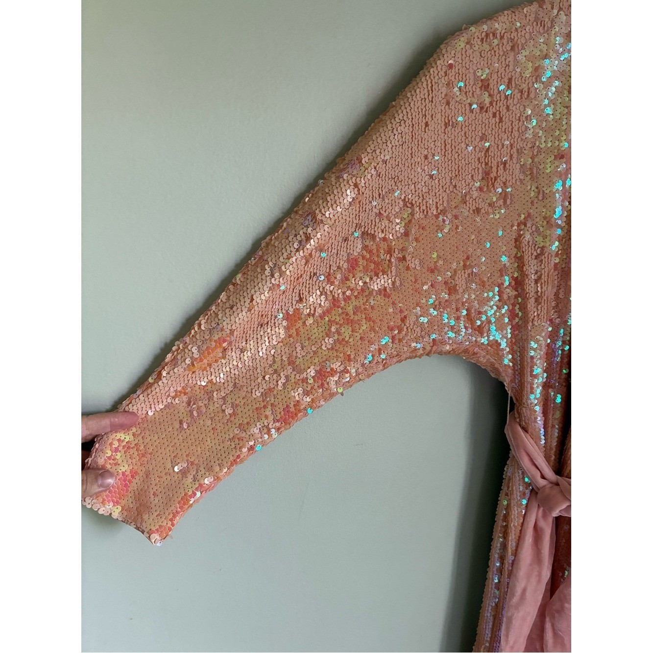 Revolve Song of Style Vernon Midi Dress in Opaline Peach Sequin Dress Size XS
