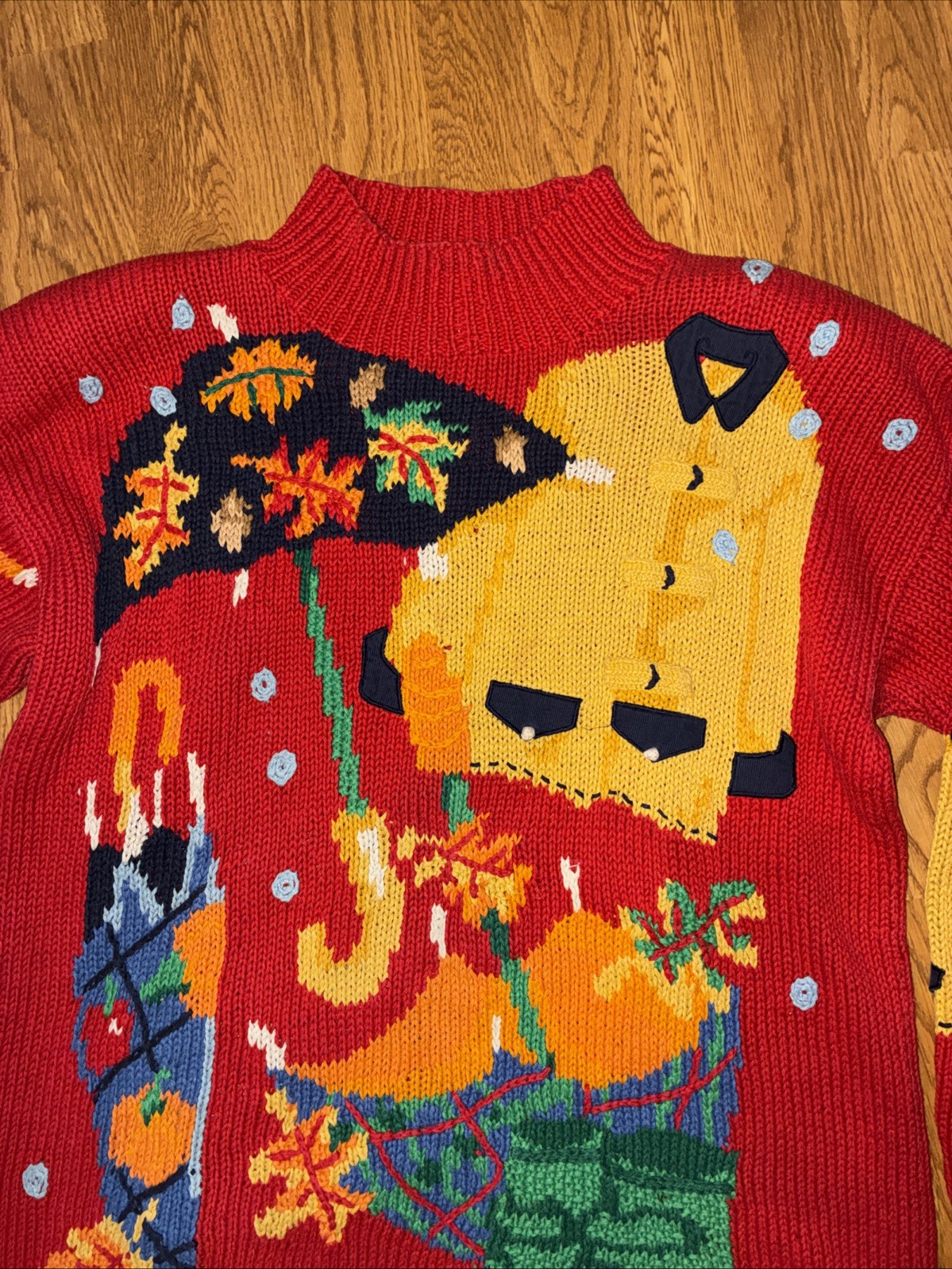 The Eagle’s Eye Vintage Hand Knit Duck Sweater Large Rainy Day Grandma Cottage