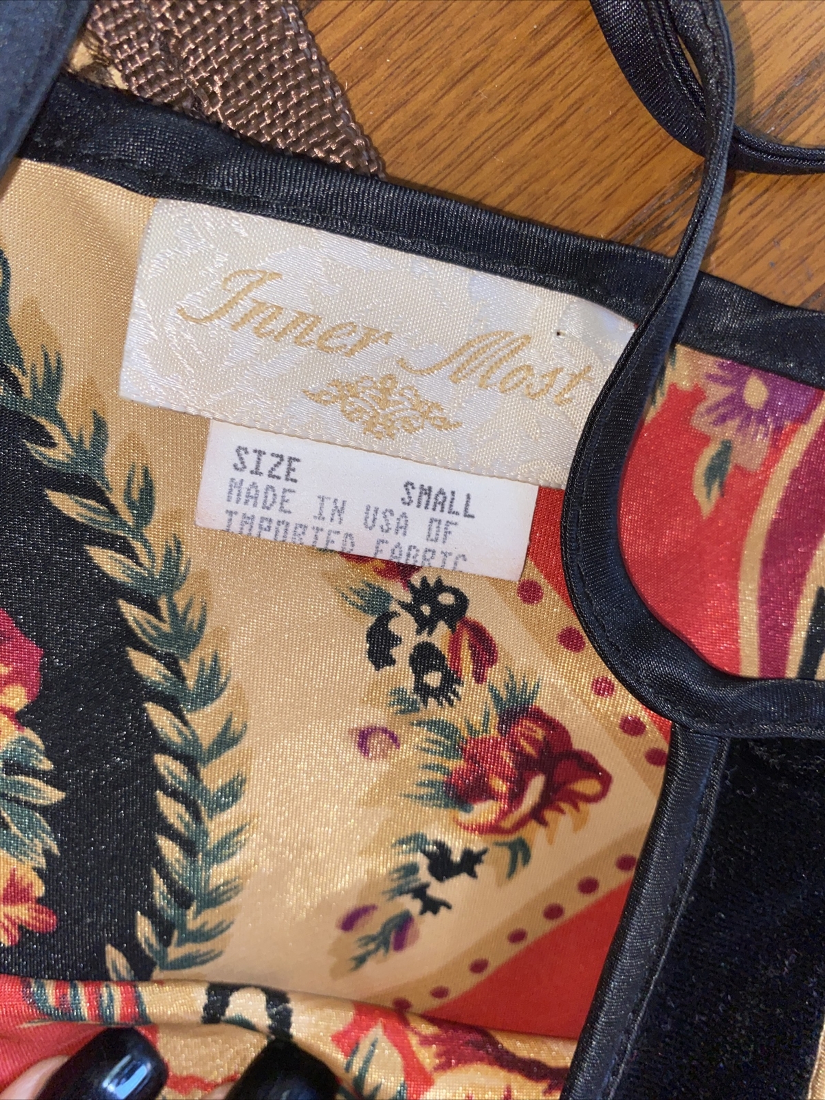 Vtg Inner Most FLORAL CAMISOLE WITH VELVET TRIM STUNNING SM SWC.