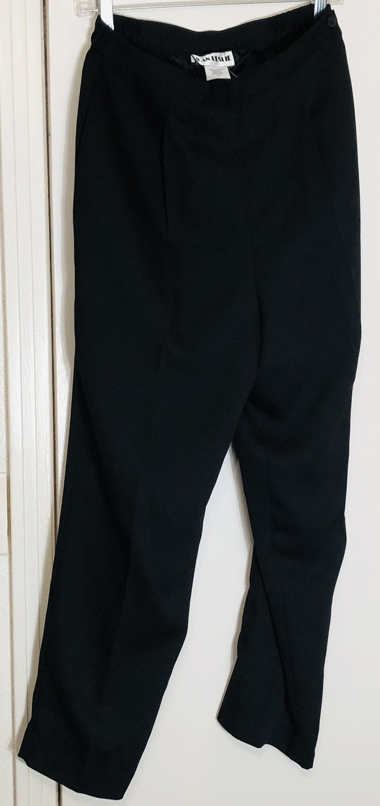 Vintage Joan Leslie Petites 12p Black Dress Pants Side Button’s Slant Pockets