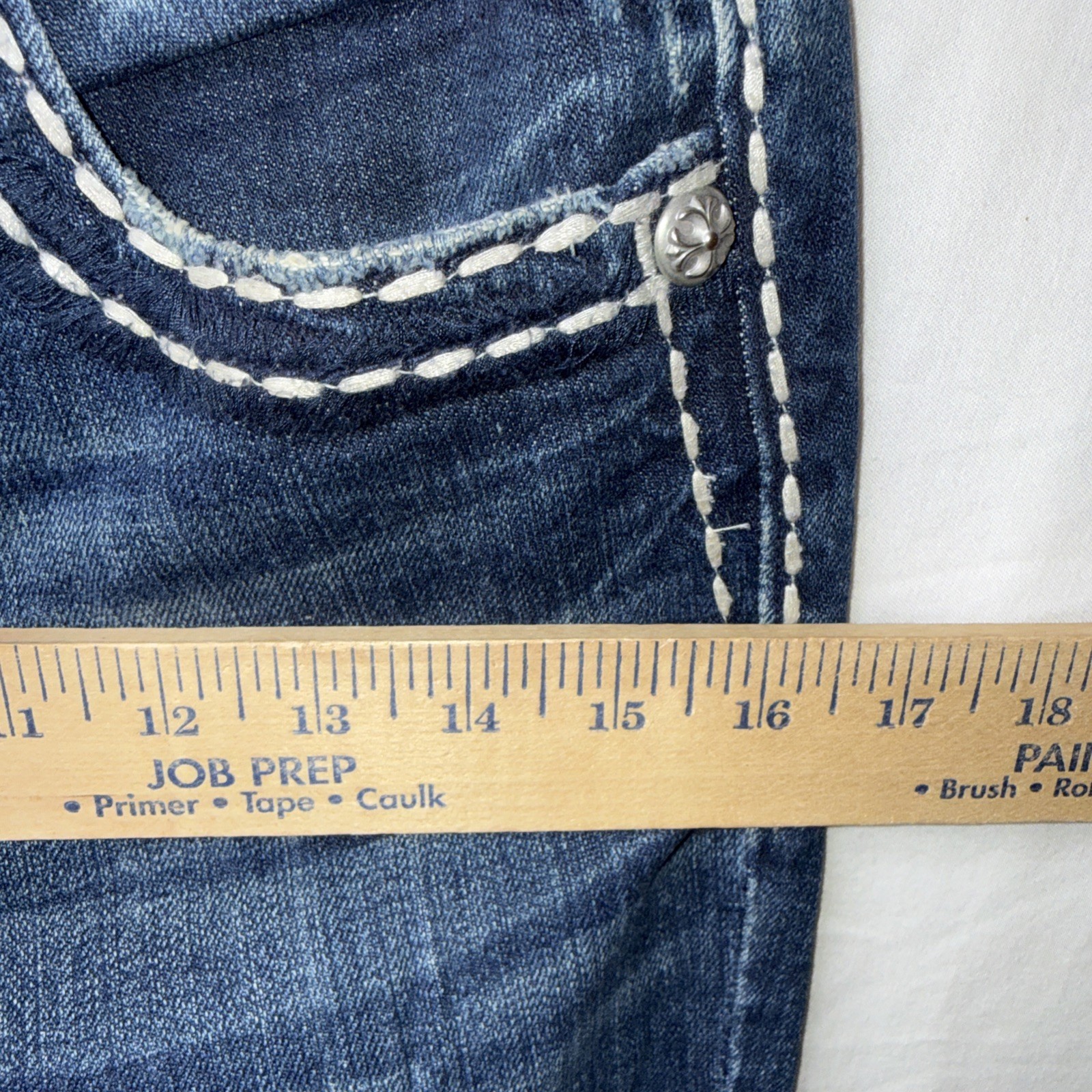 Miss Me Women 27 Boot Cut Dk Wash Jeans Embellished Pockets JP5014 PreO V Gd
