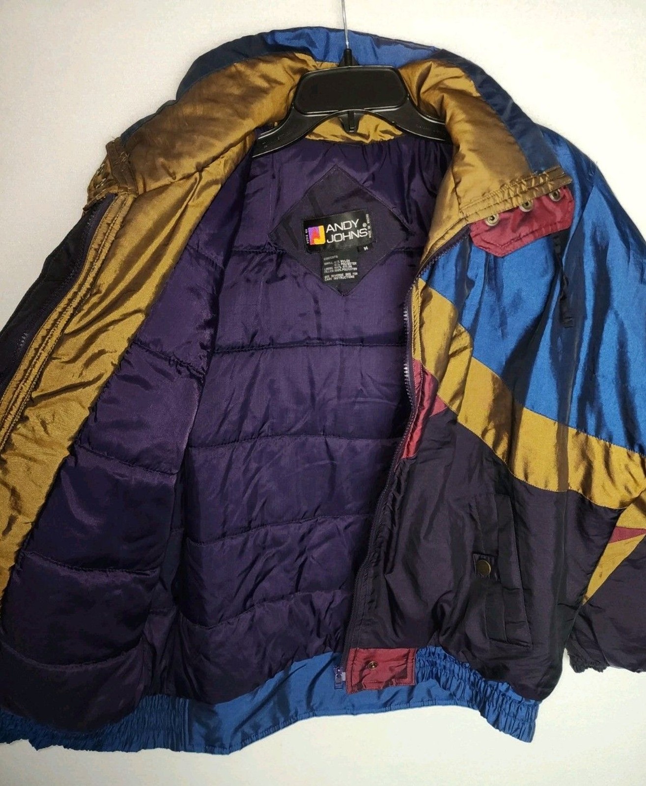 VTG Andy Johns Windbreaker Jacket Colorblock Jewel Tones Retro 80s Womens Medium